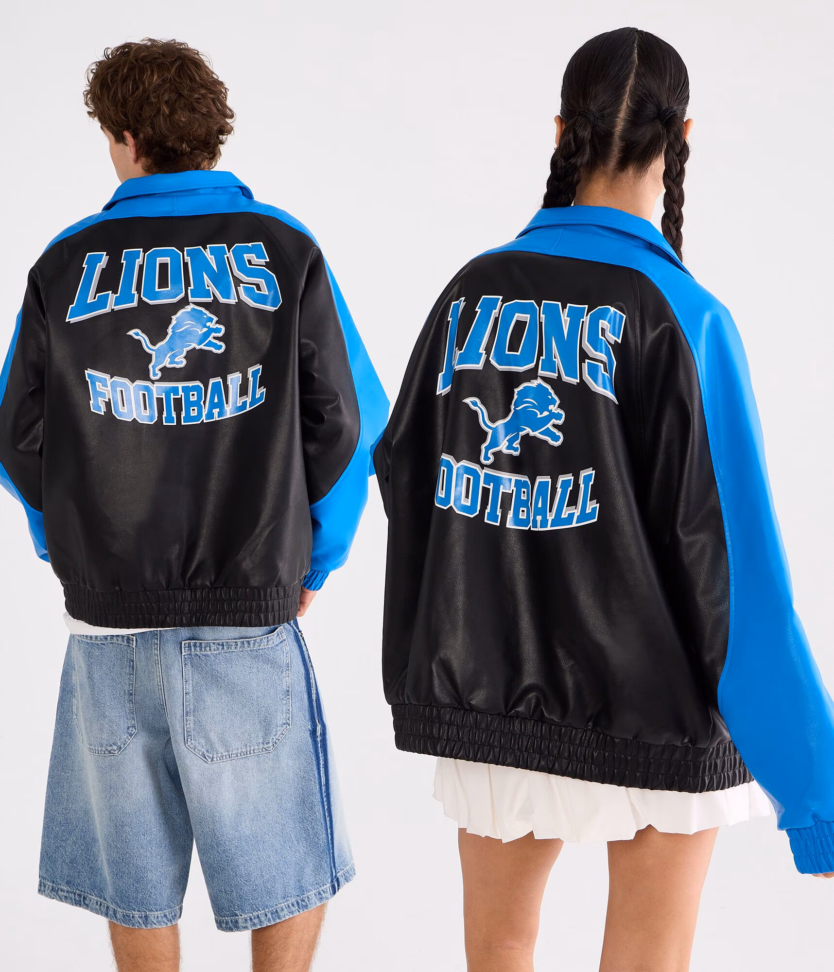Detroit Lions Faux Leather Full-Zip Jacket black