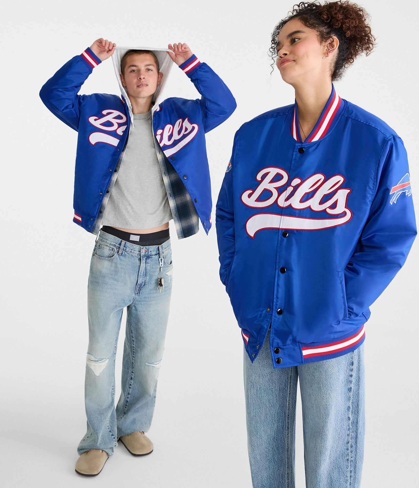 Buffalo Bills Satin Bomber Jacket navy