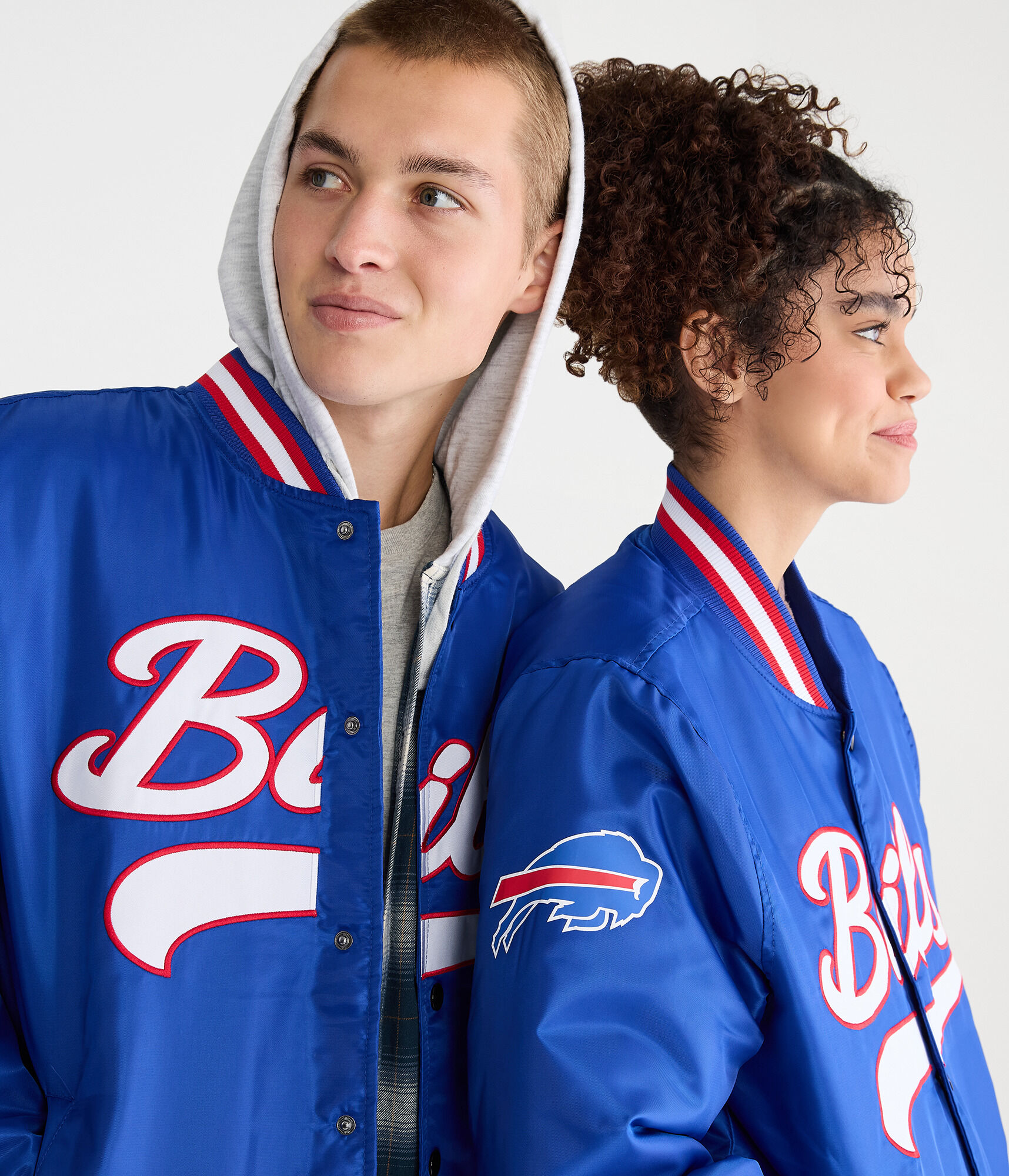 Buffalo Bills Satin Bomber Jacket navy