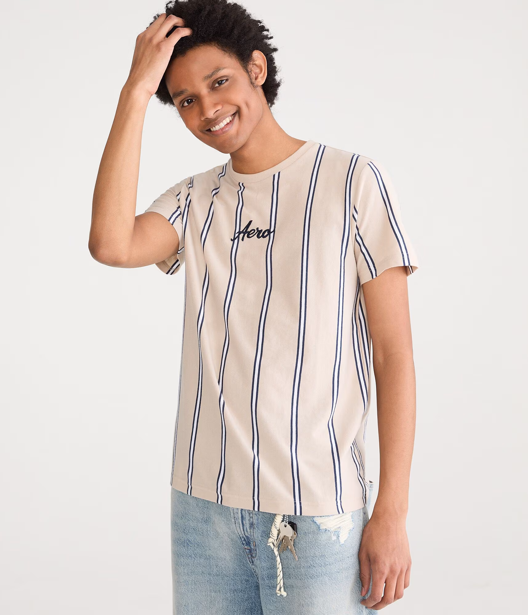 Vertical Stripe Logo Graphic Tee straw