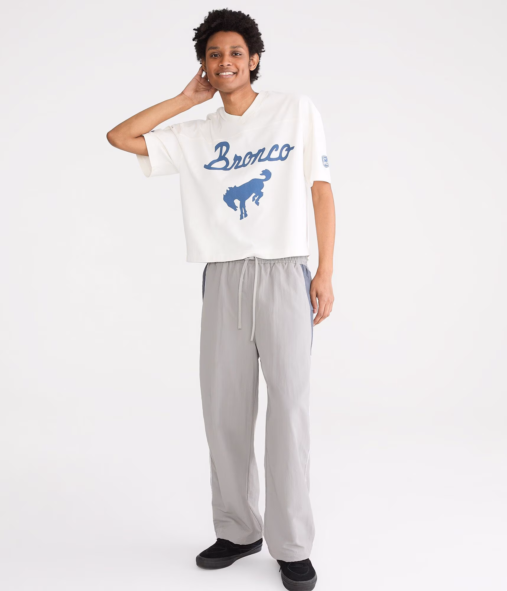 Baggy Colorblock Nylon Track Pants grey