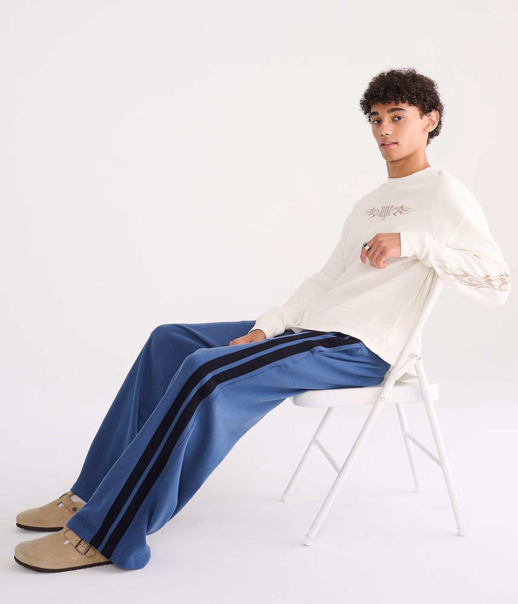 Cloud Soft Striped Super Baggy Sweatpants dark denim