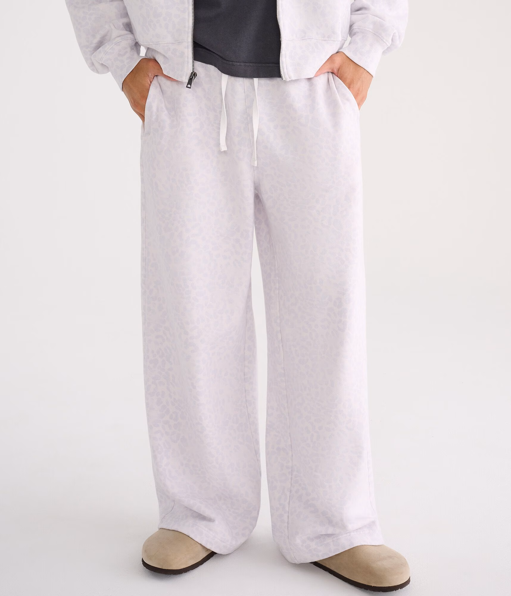 Cloud Soft Snow Leopard Print Super Baggy Sweatpants garland