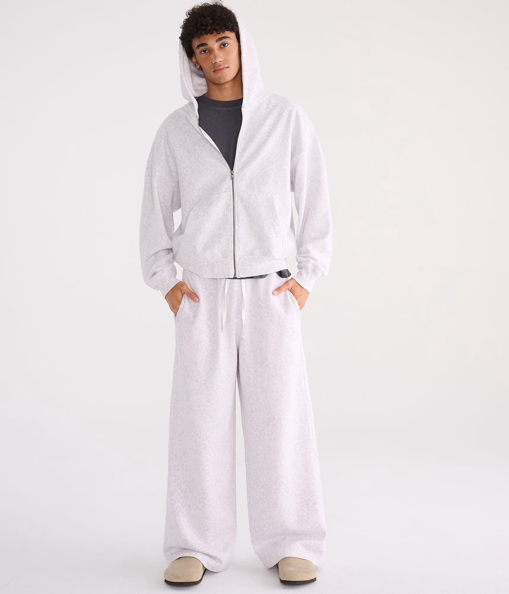Cloud Soft Snow Leopard Print Super Baggy Sweatpants garland