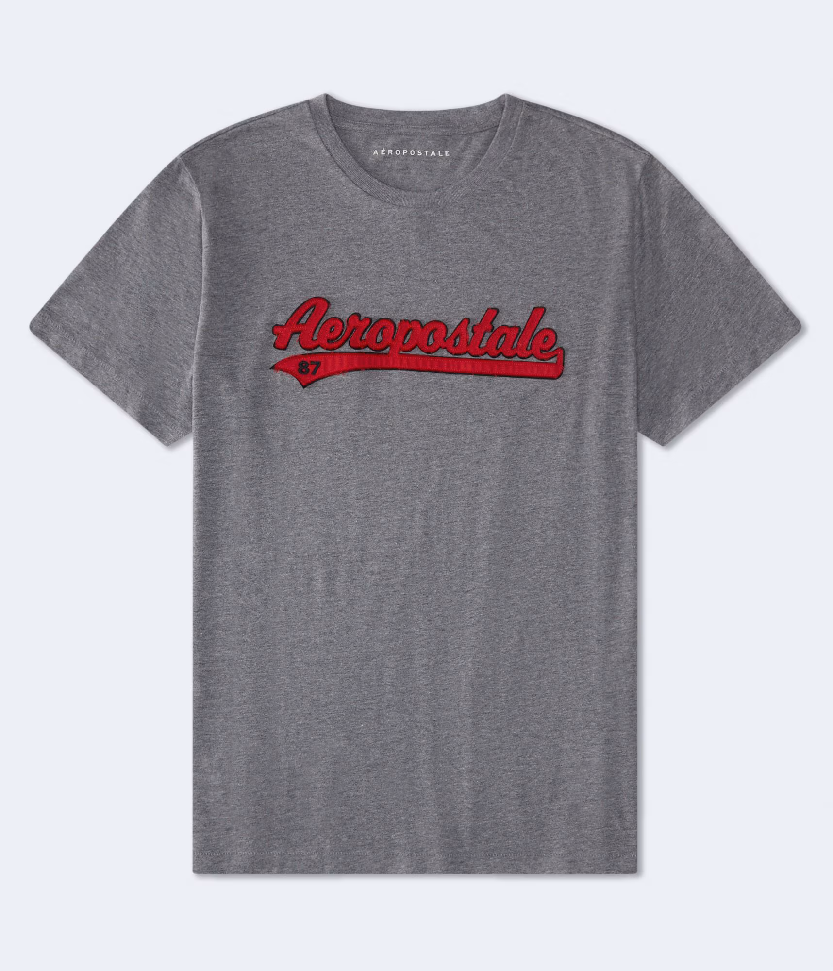 Aeropostale 87 Script Appliqué Graphic Tee med hthr grey