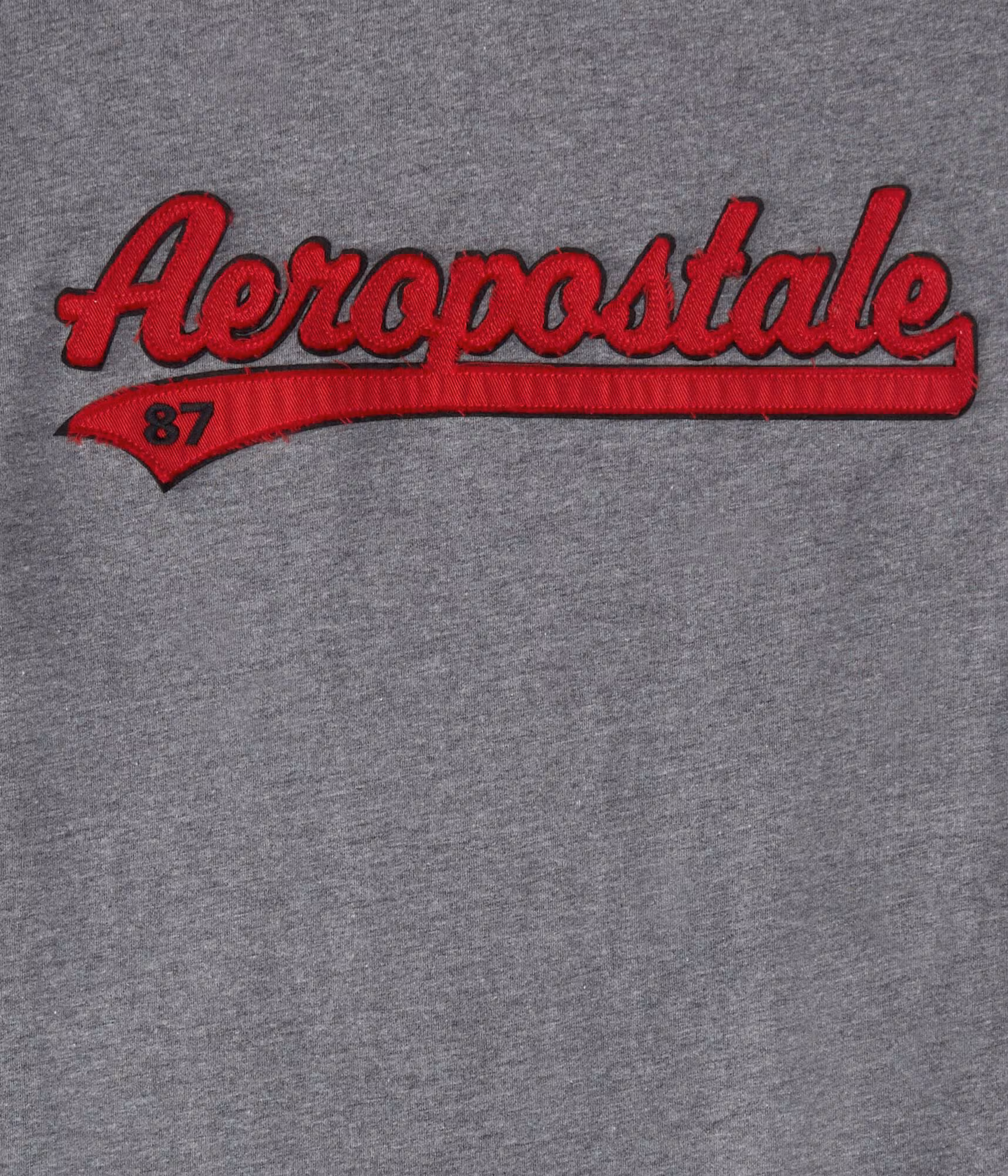 Aeropostale 87 Script Appliqué Graphic Tee med hthr grey