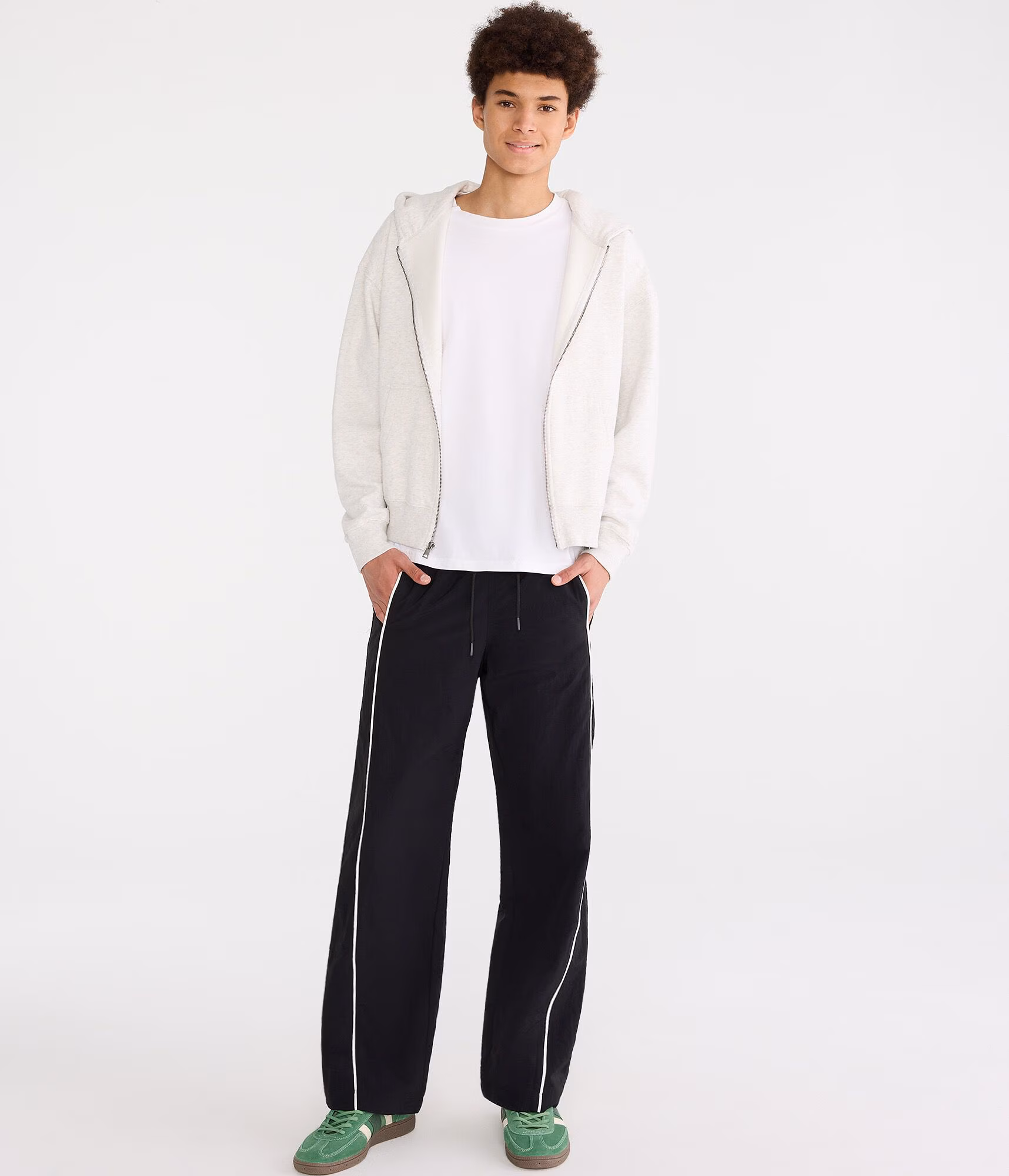Baggy Piped Nylon Track Pants black fox