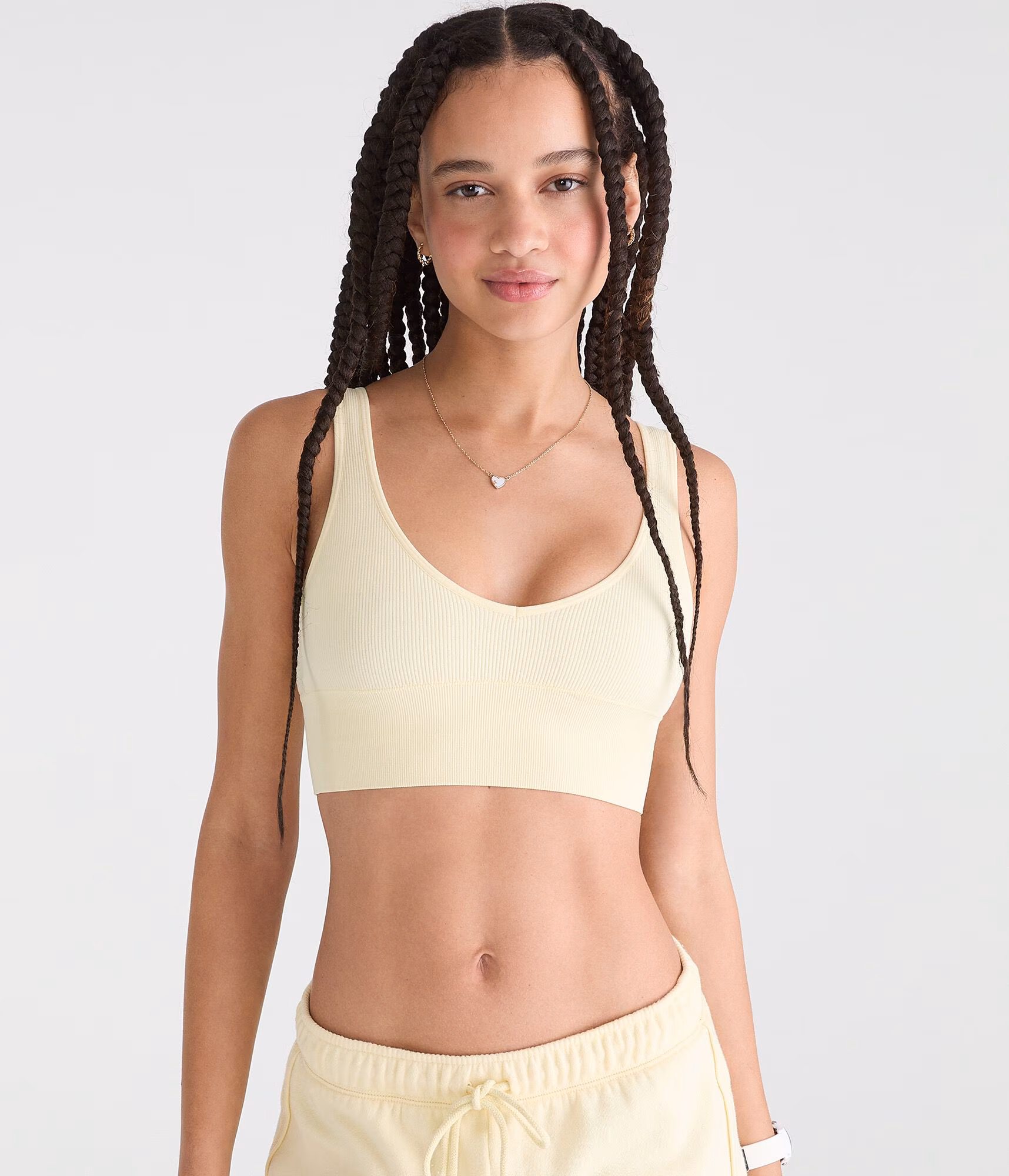 Seamless Scoop Long-Line Bralette gold tensel