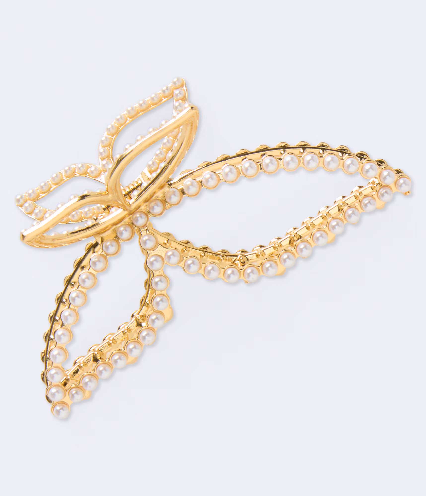 Faux Pearl Metal Butterfly Claw Hair Clip gold