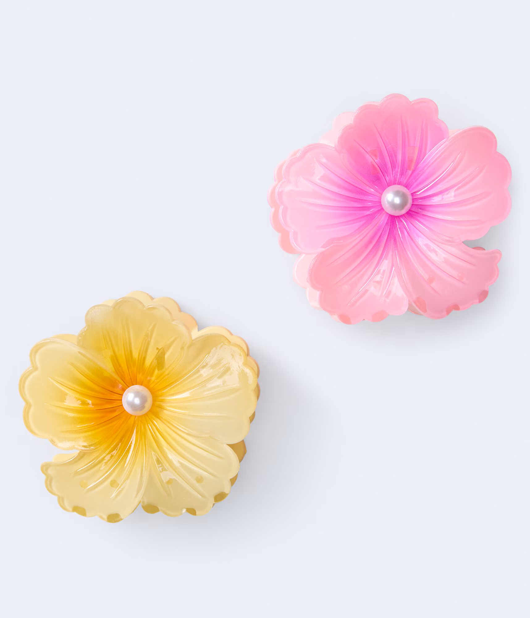 Faux Pearl Flower Claw Hair Clip 2-Pack multi