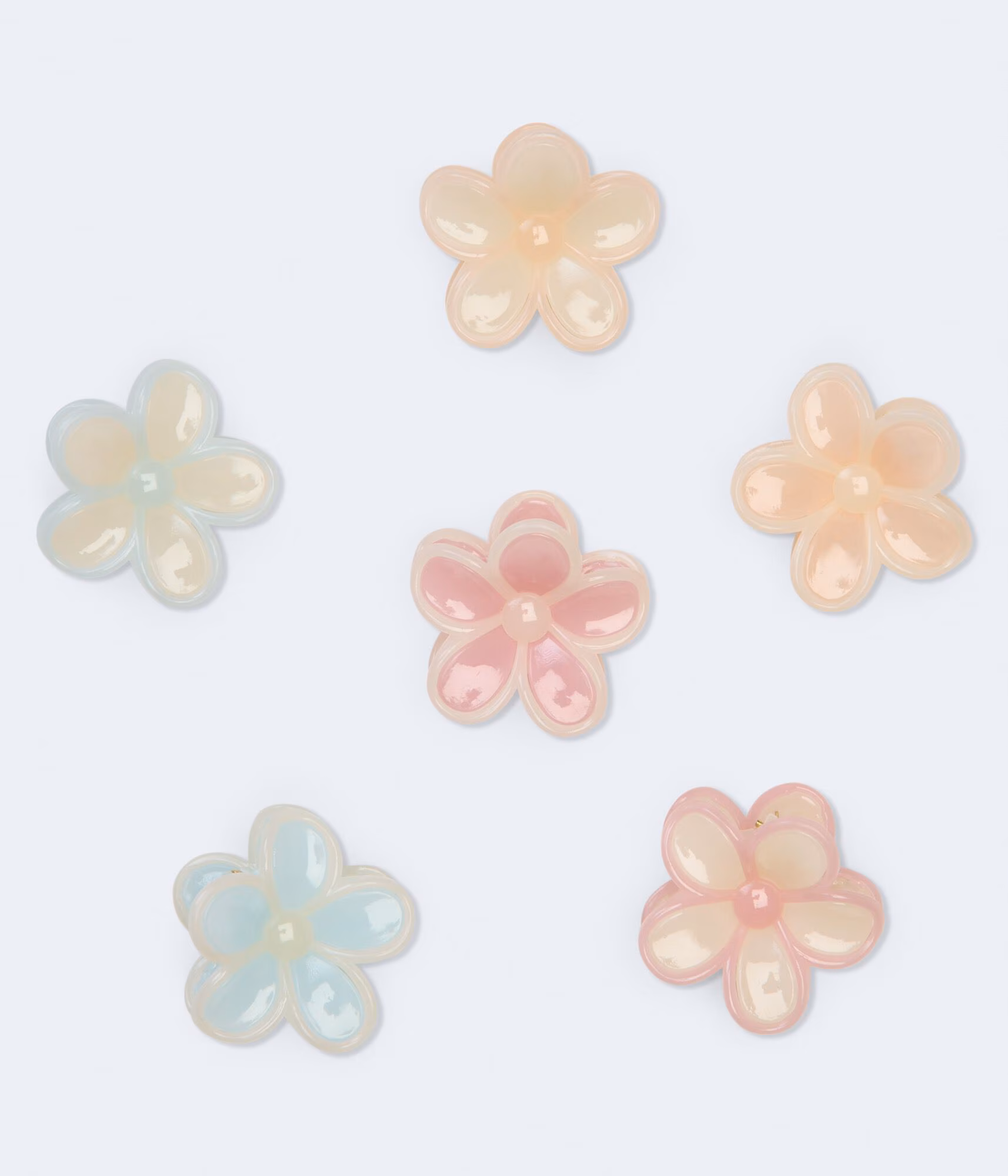 Mini Outlined Flower Claw Hair Clip 6-Pack multi