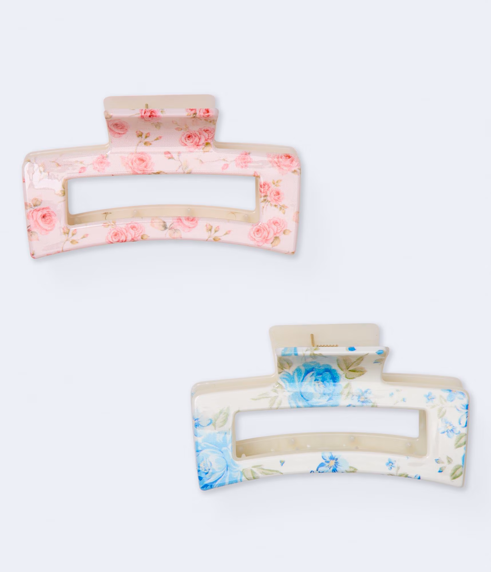 Floral Rectangular Claw Hair Clip 2-Pack multi