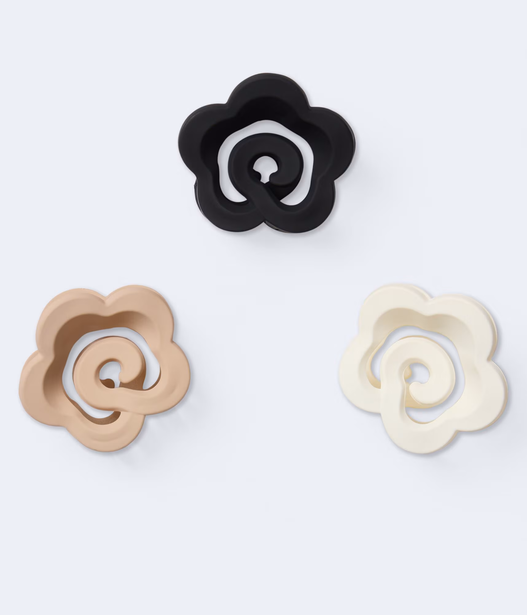 Neutral Matte Floral Claw Hair Clip 3-Pack multi