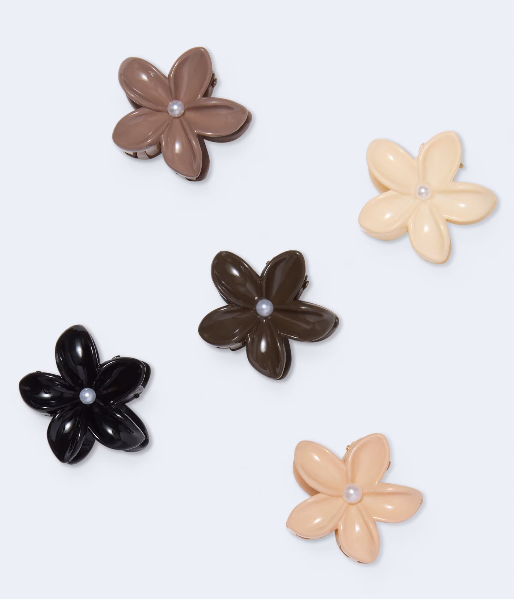 Mini Neutral Tropical Flower Claw Hair Clip 5-Pack multi