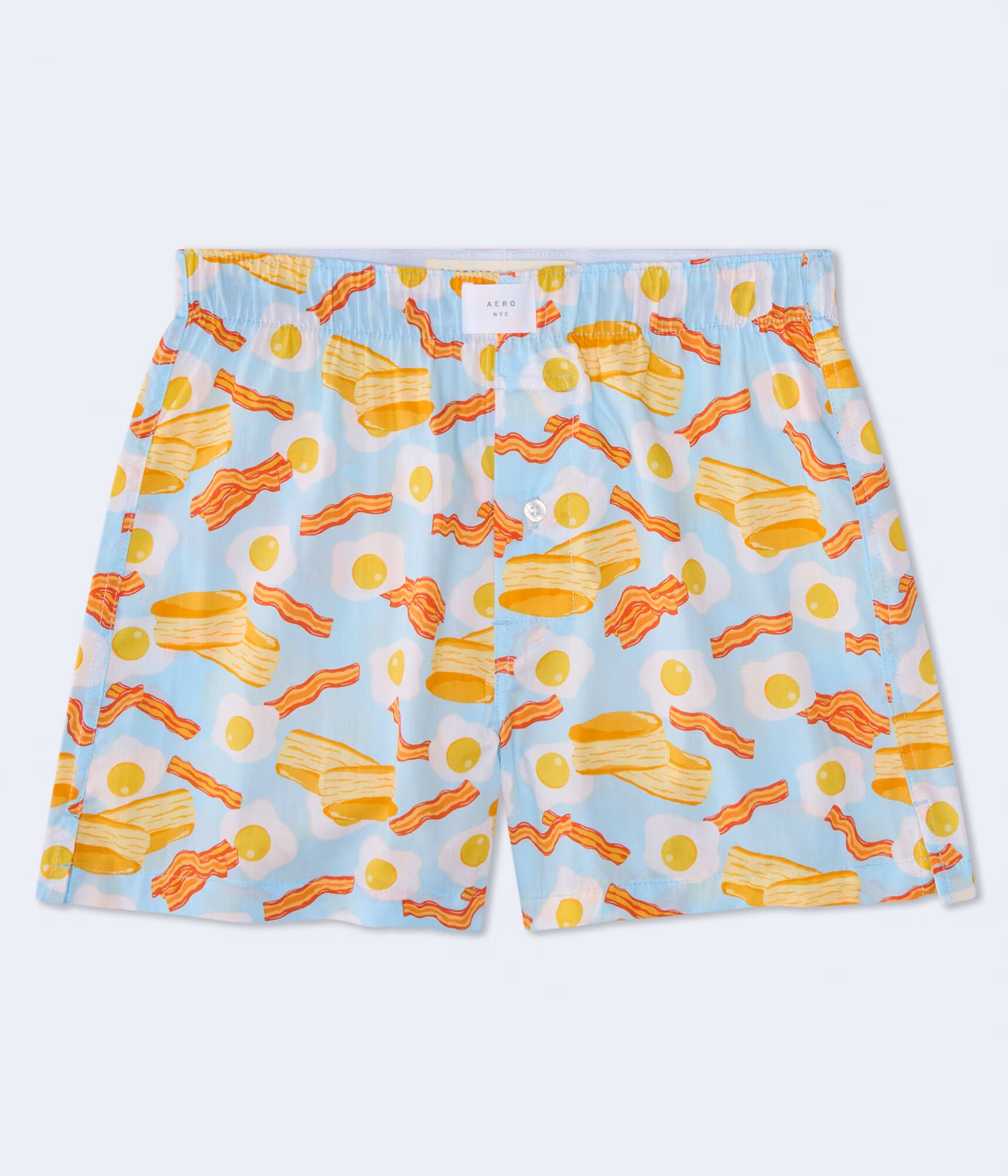 Eggs & Bacon 4" Woven Boxers light blue