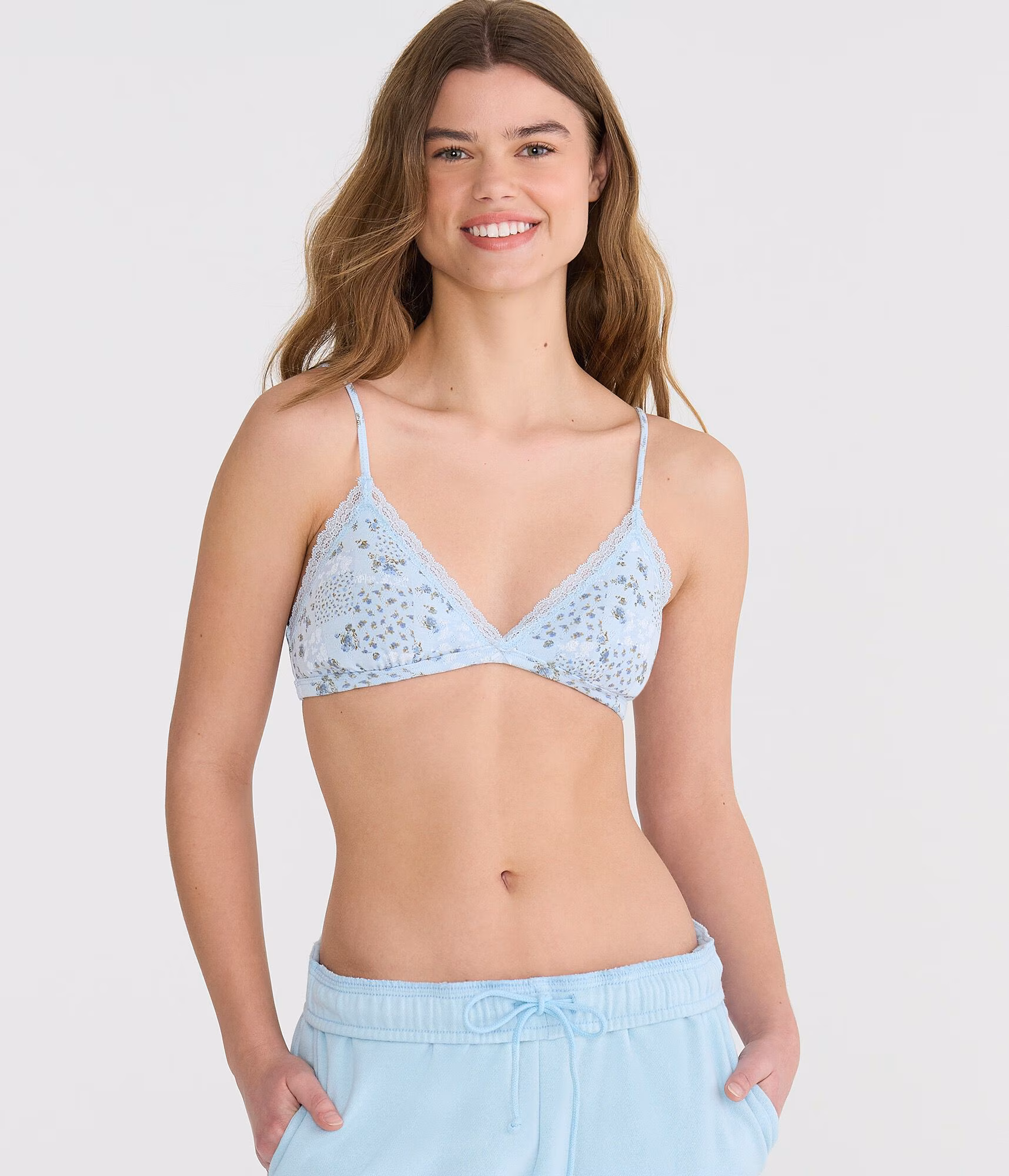 Floral Lace Triangle Bralette cascade coast