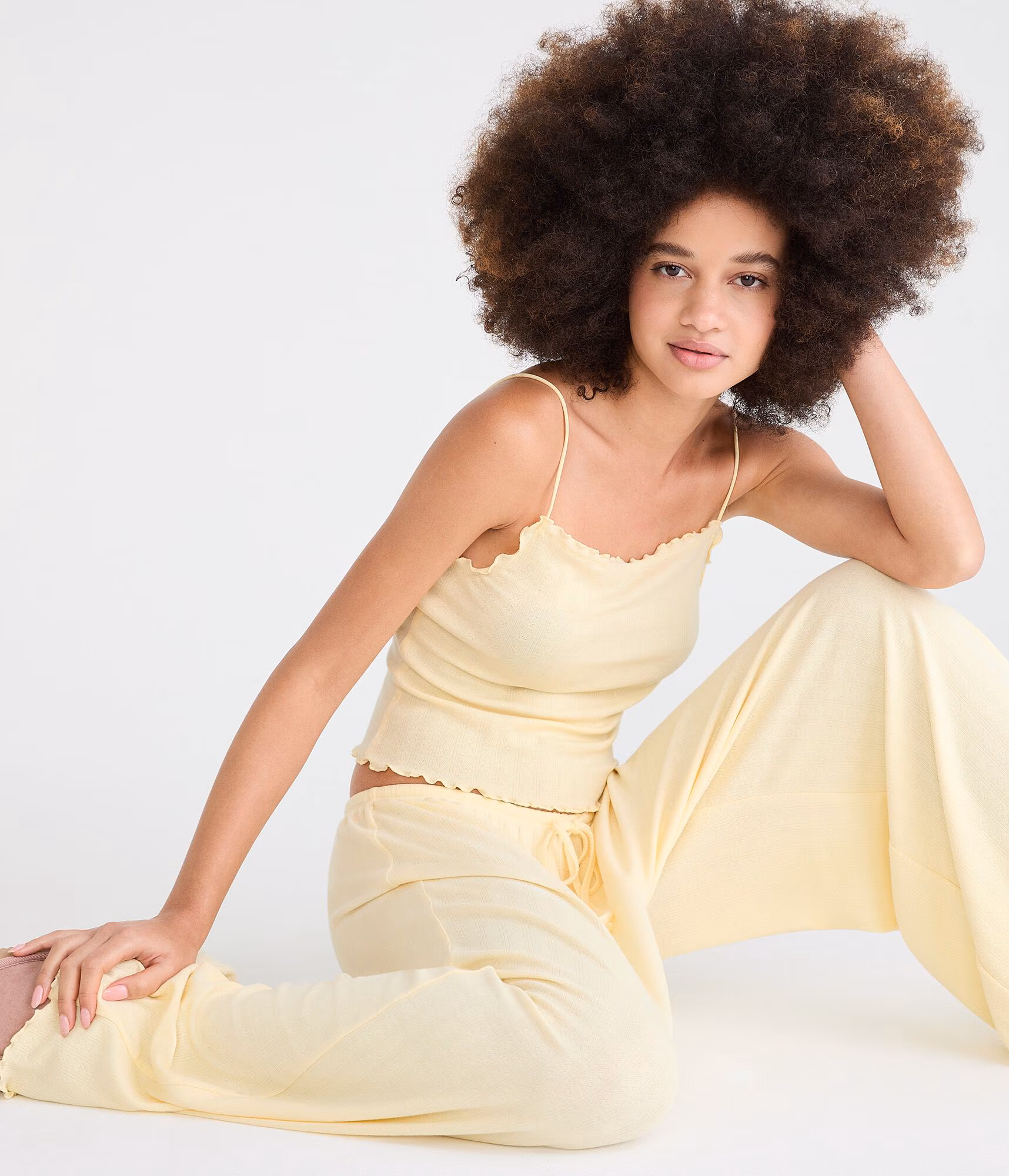 Pointelle Cropped Sleep Cami gold tensel