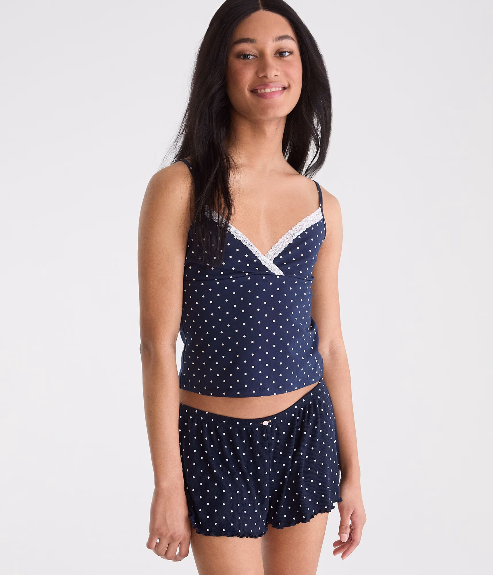 Polka Dot Crisscross Sleep Cami cadet navy