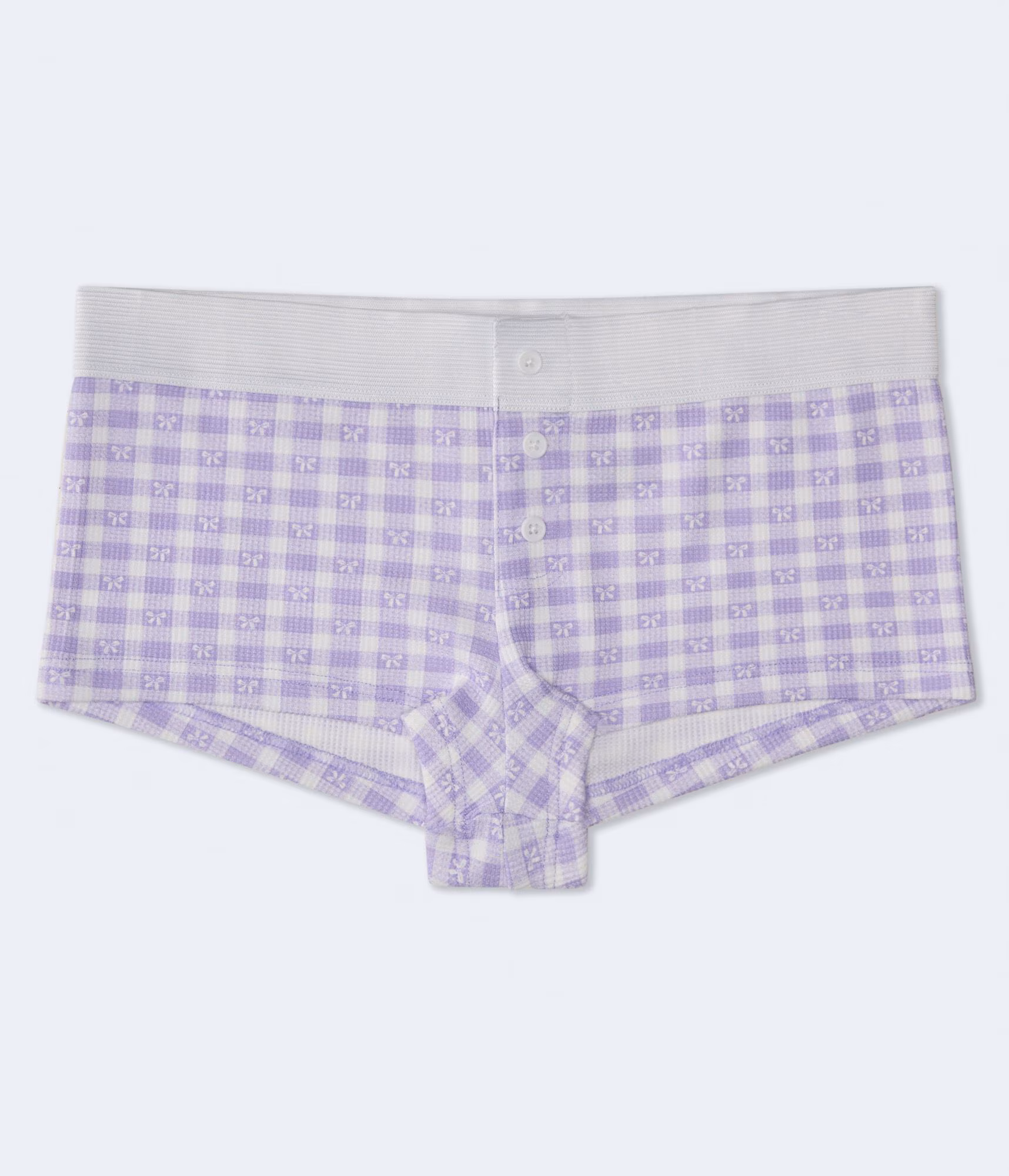 Gingham Bows Mini Boxer lilac holiday