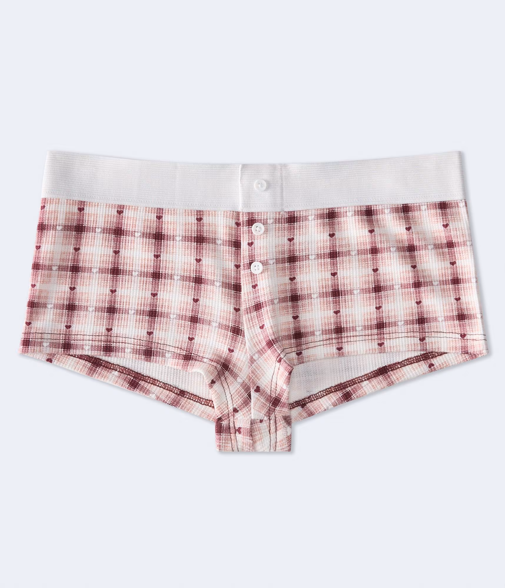 Plaid Hearts Mini Boxer red bark