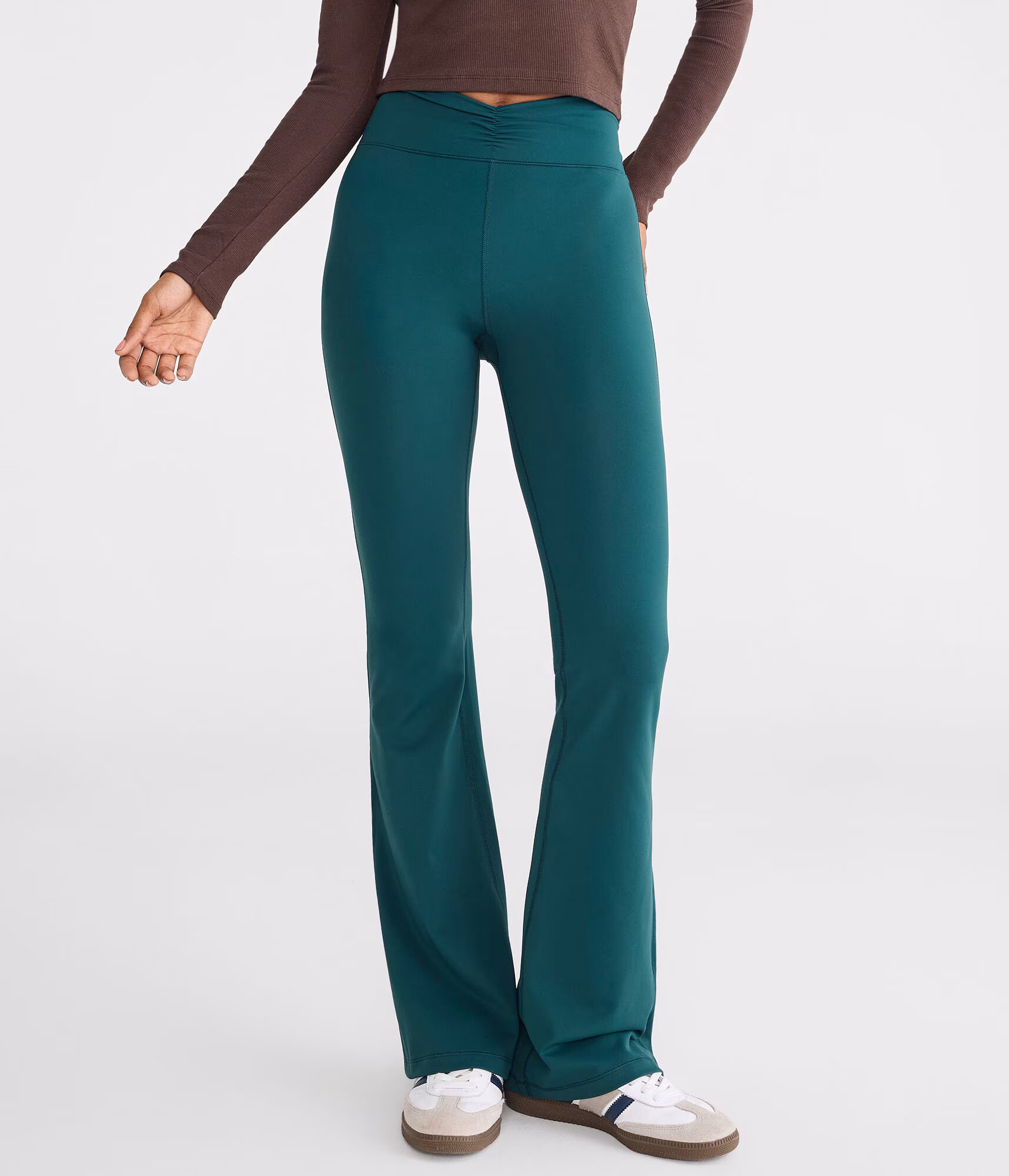 Buttery Soft High-Rise Cinch Flare Leggings jade glass