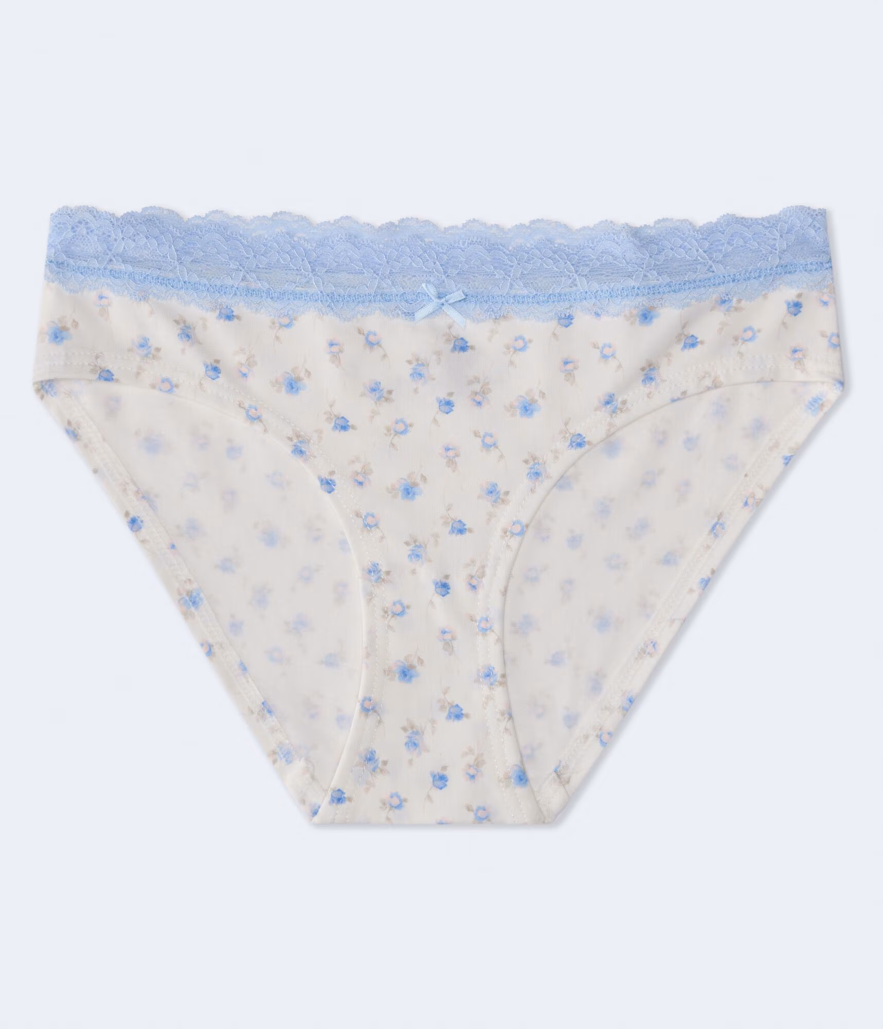 Floral Lace-Trim Hipster cream