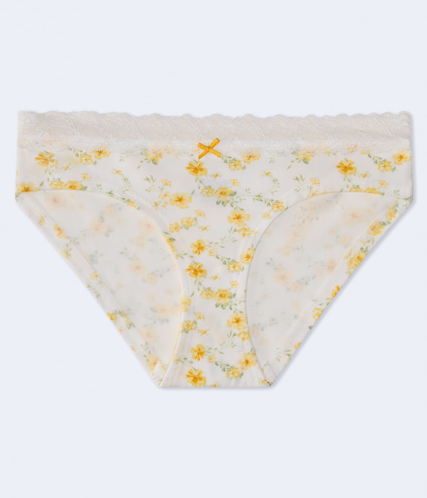 Floral Lace-Trim Hipster cream