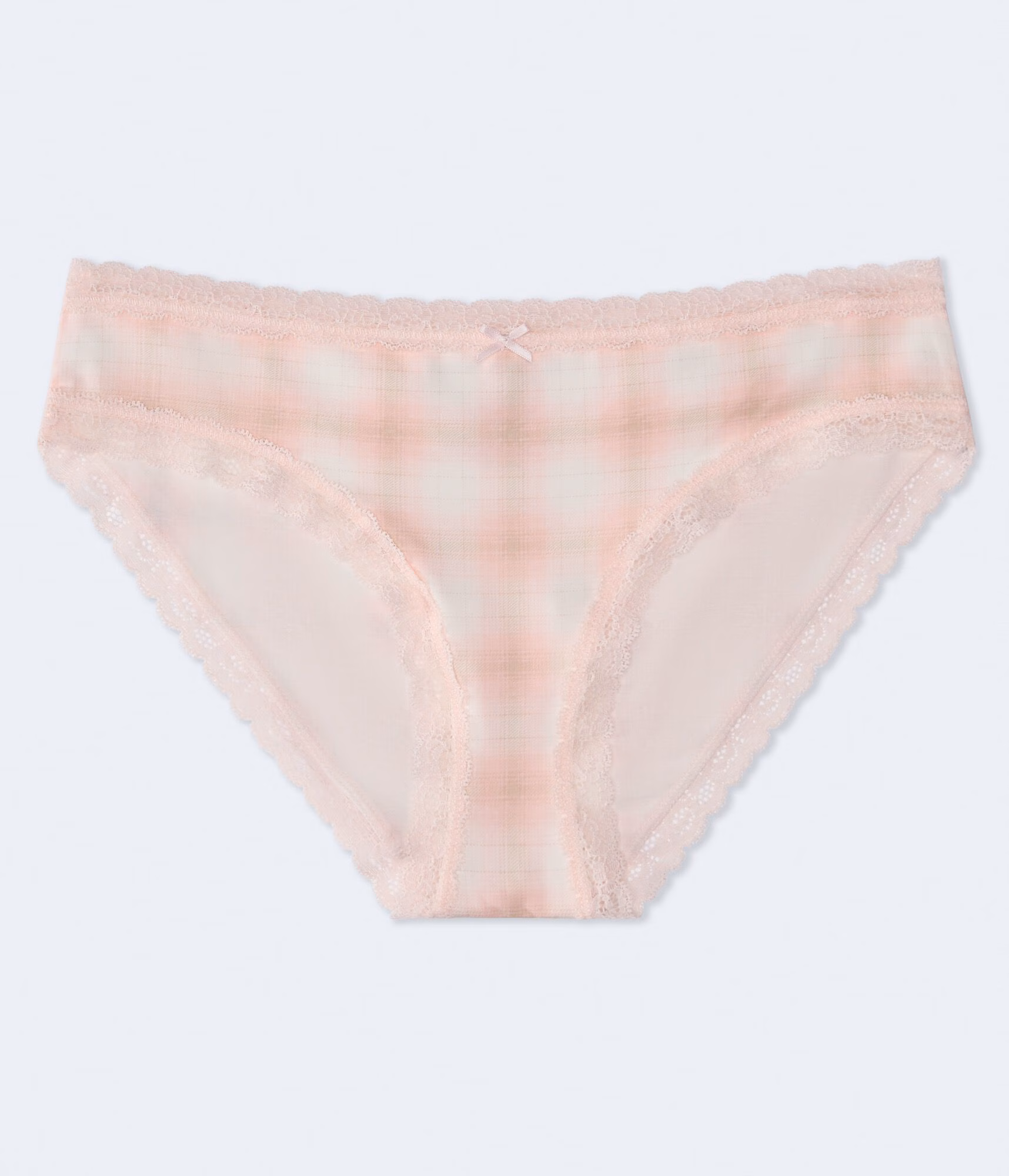 Plaid Lace-Trim Hipster cream