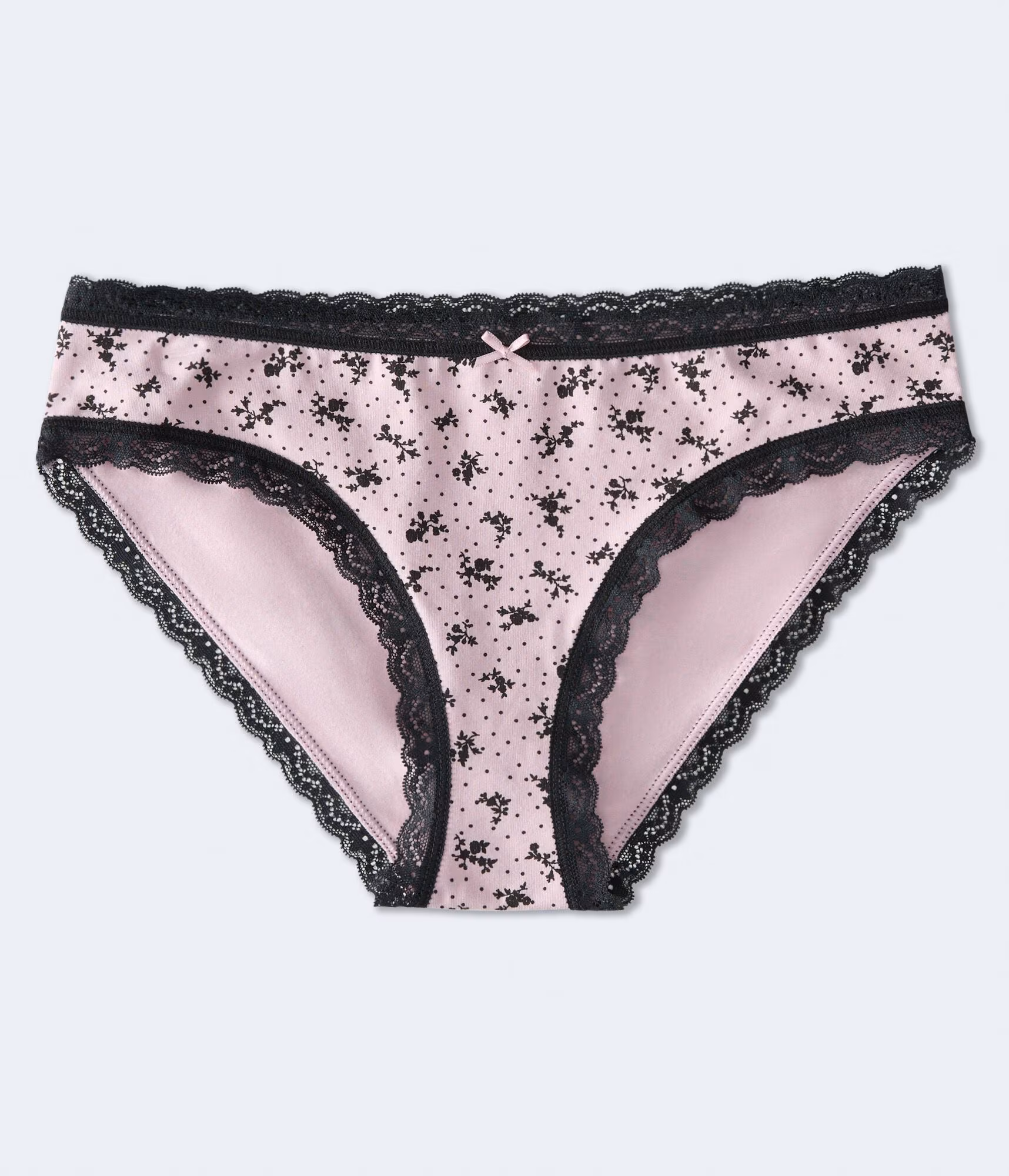 Floral Lace-Trim Hipster pink mesa