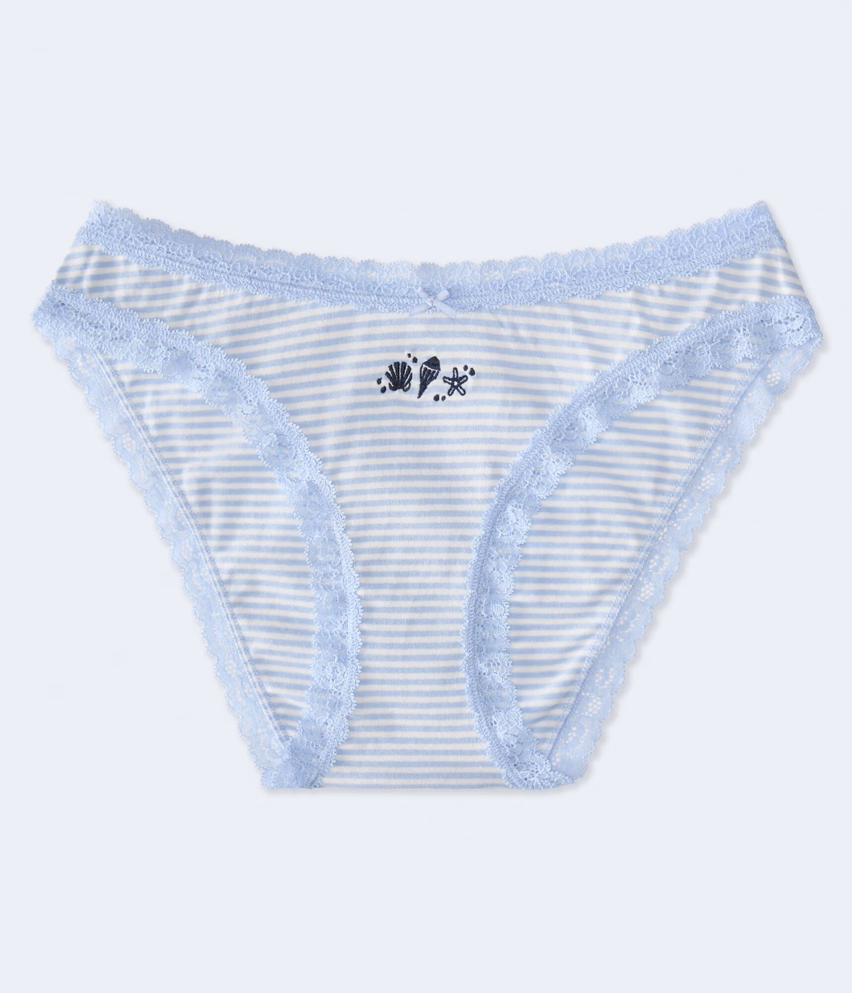 Seashells Low-Rise Lace-Trim Bikini cascade coast