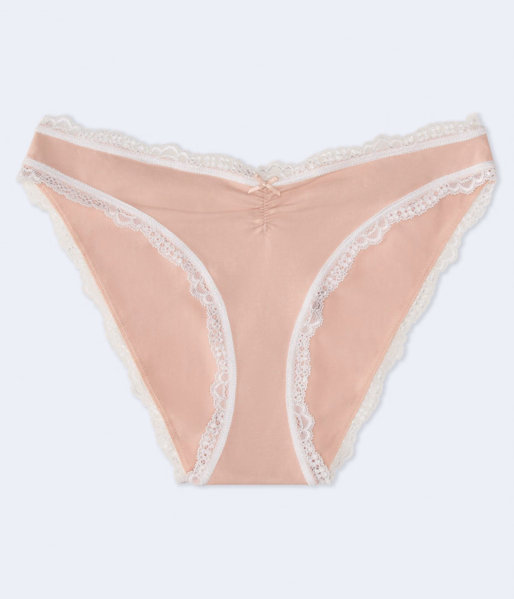 Cinched Low-Rise Lace-Trim Bikini ballet pink