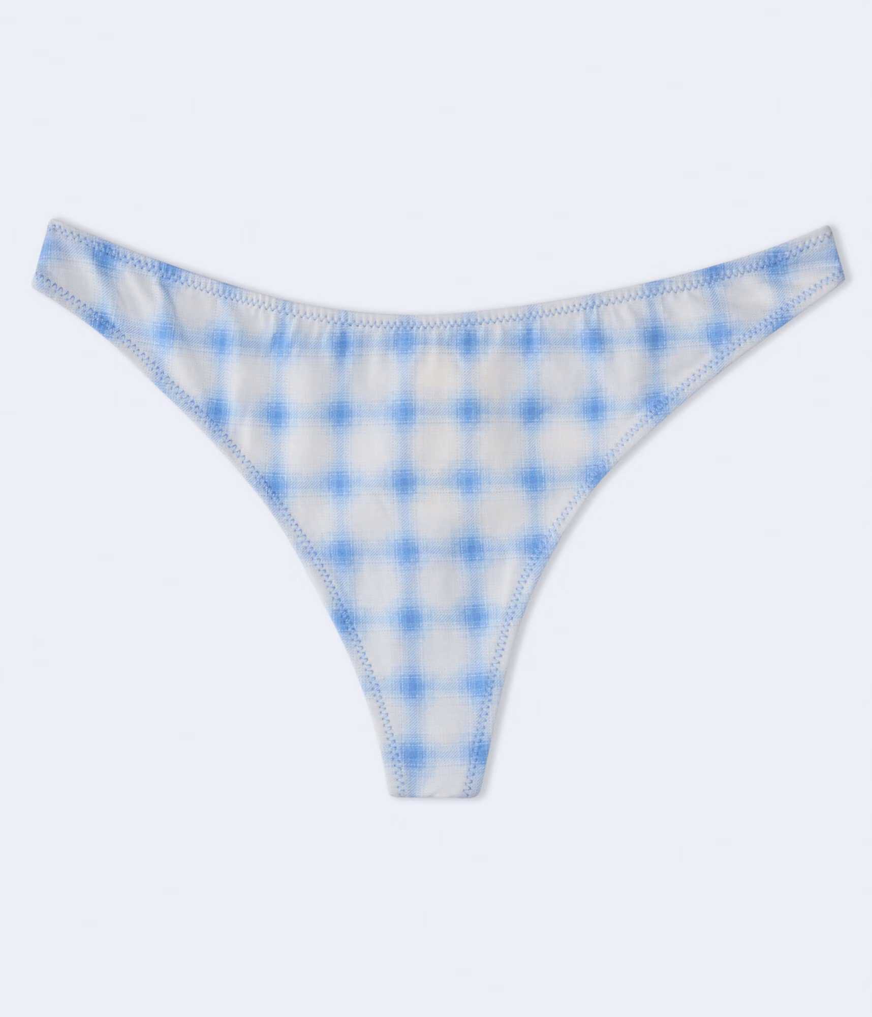 Plaid Low-Rise Thong light blue