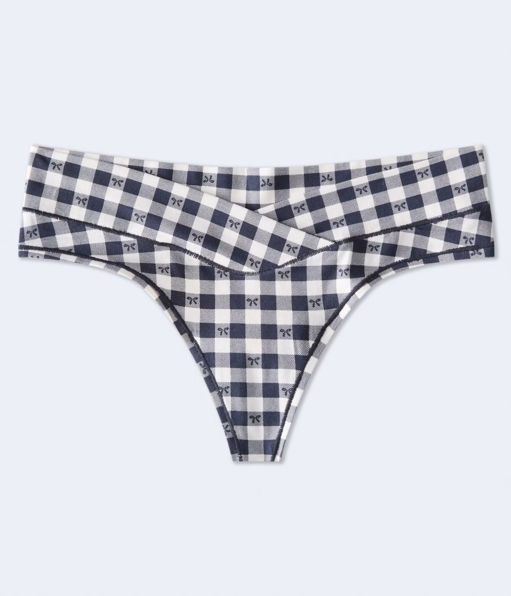 Bow Check Crossover Thong victoria navy