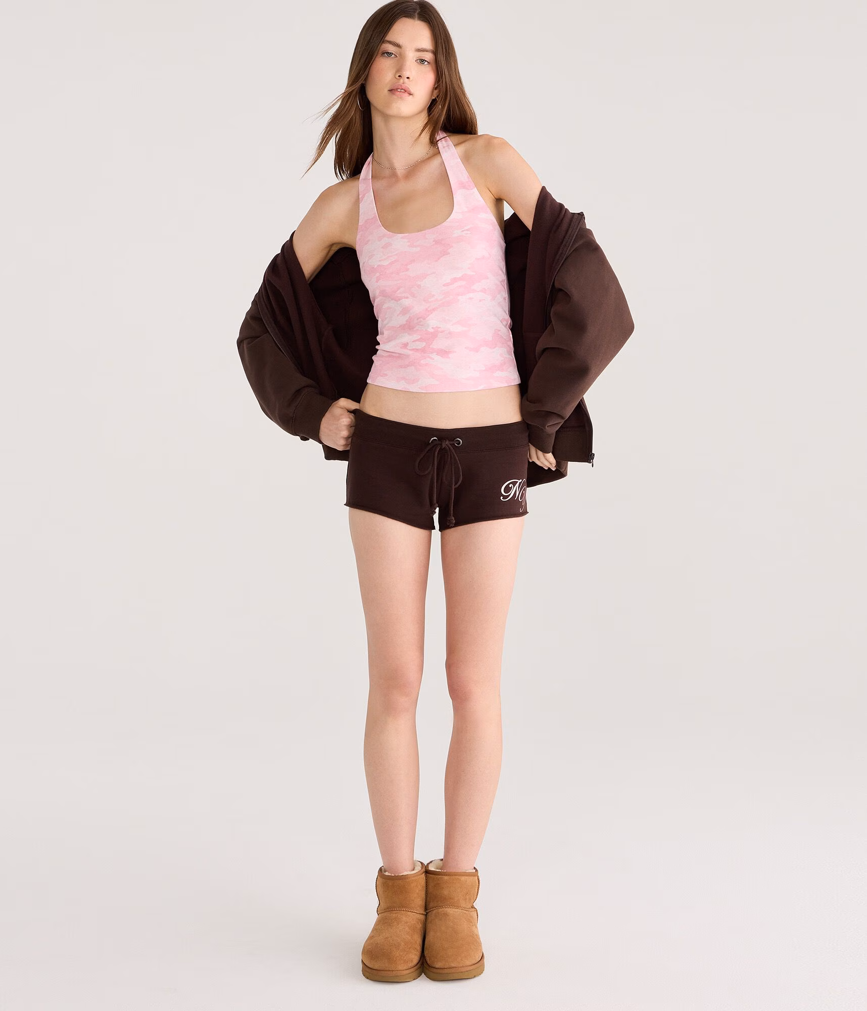 Aeropostale NY Heritage Low-Rise Fleece Shorts brown 2 Aeropostale NY Heritage Low-Rise Fleece Shorts brown