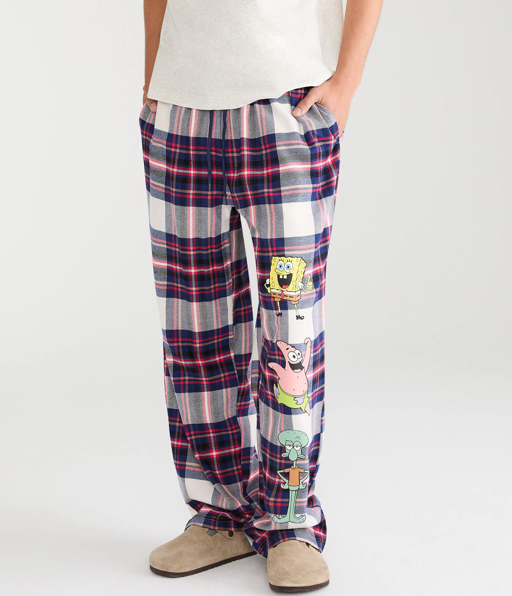 SpongeBob x Aero Plaid Flannel Sleep Pants multi