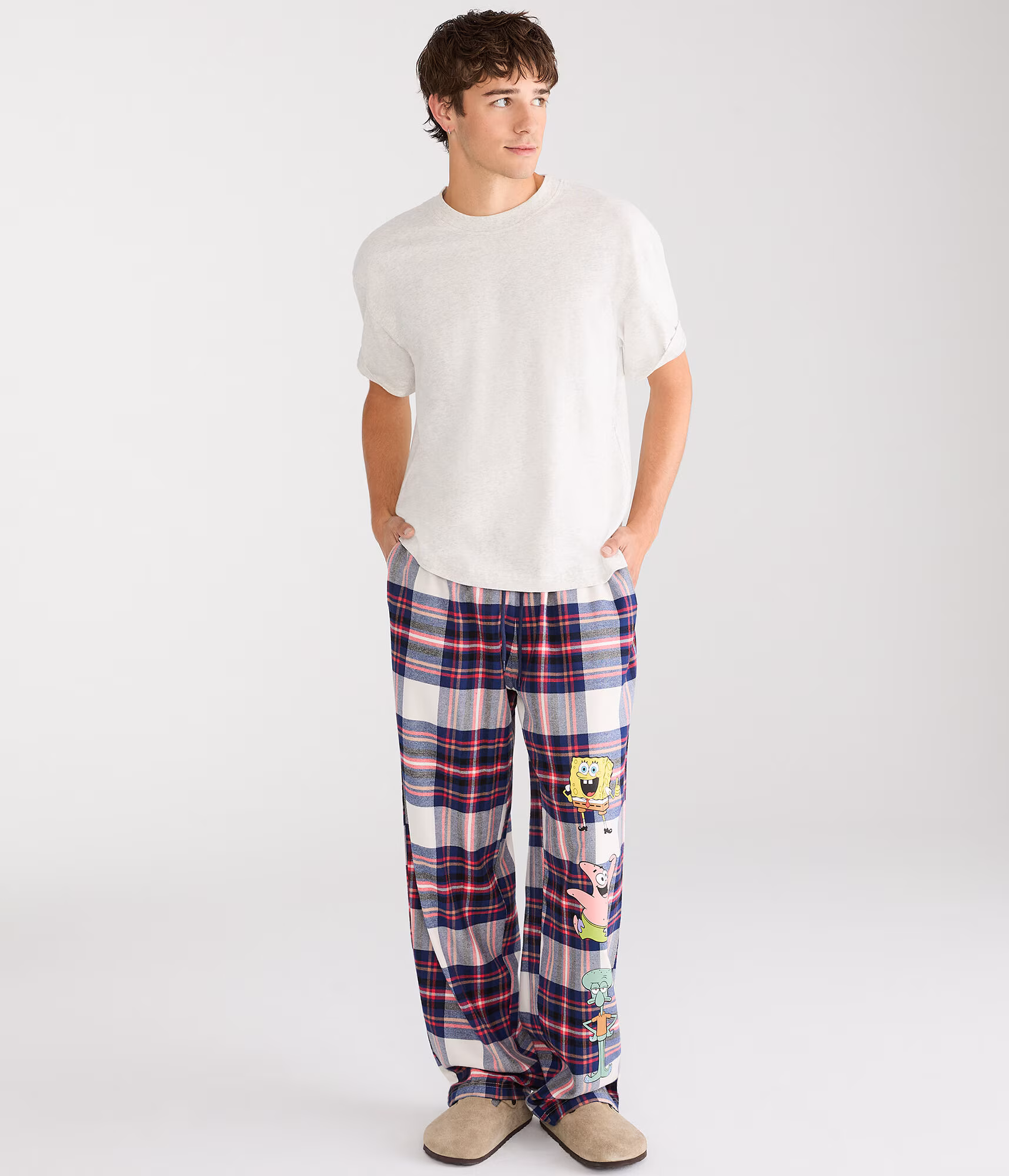 SpongeBob x Aero Plaid Flannel Sleep Pants multi