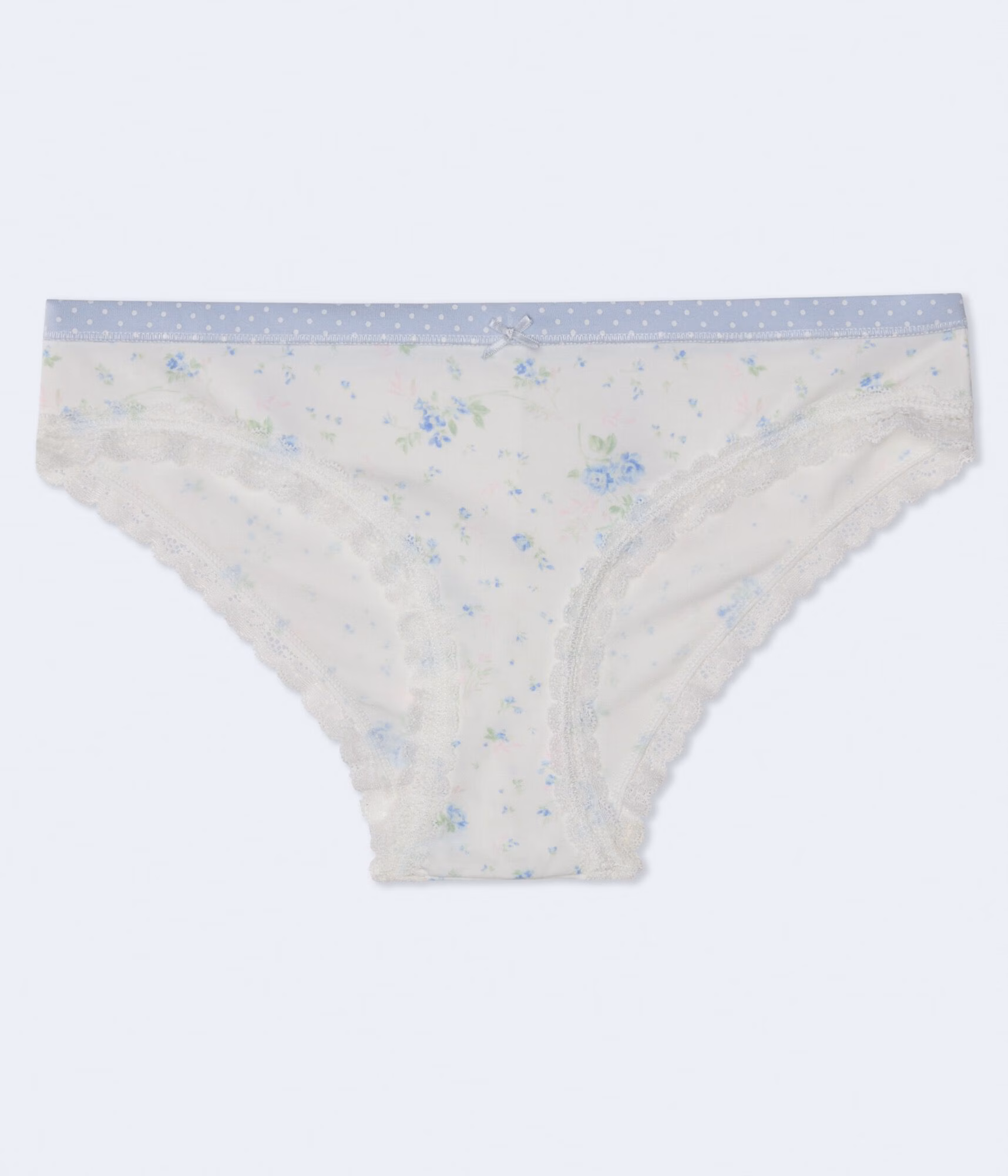 Mixed Print Lace-Trim Cheeky cream