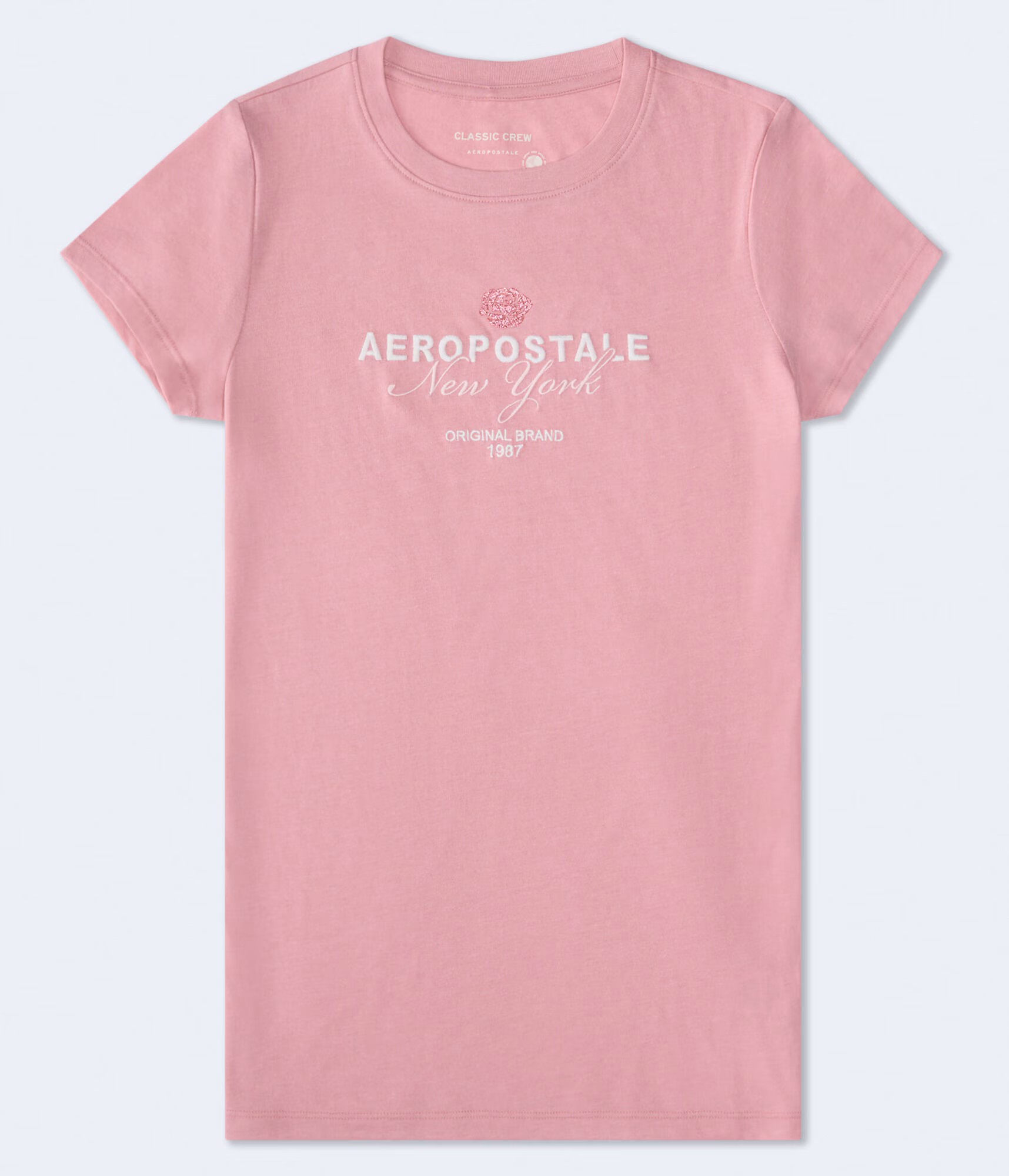 Aeropostale Rose Glitter Graphic Tee gala pink