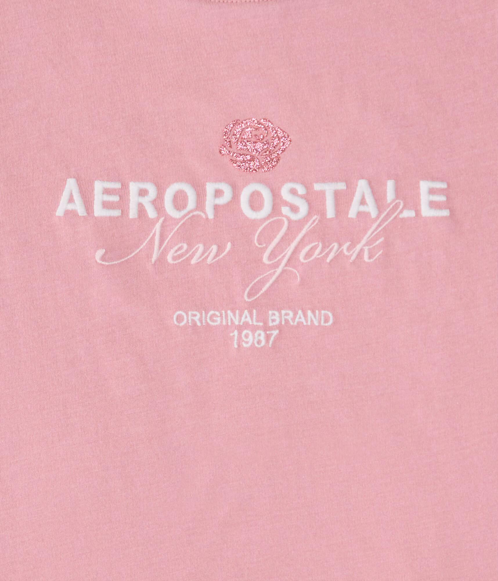Aeropostale Rose Glitter Graphic Tee gala pink