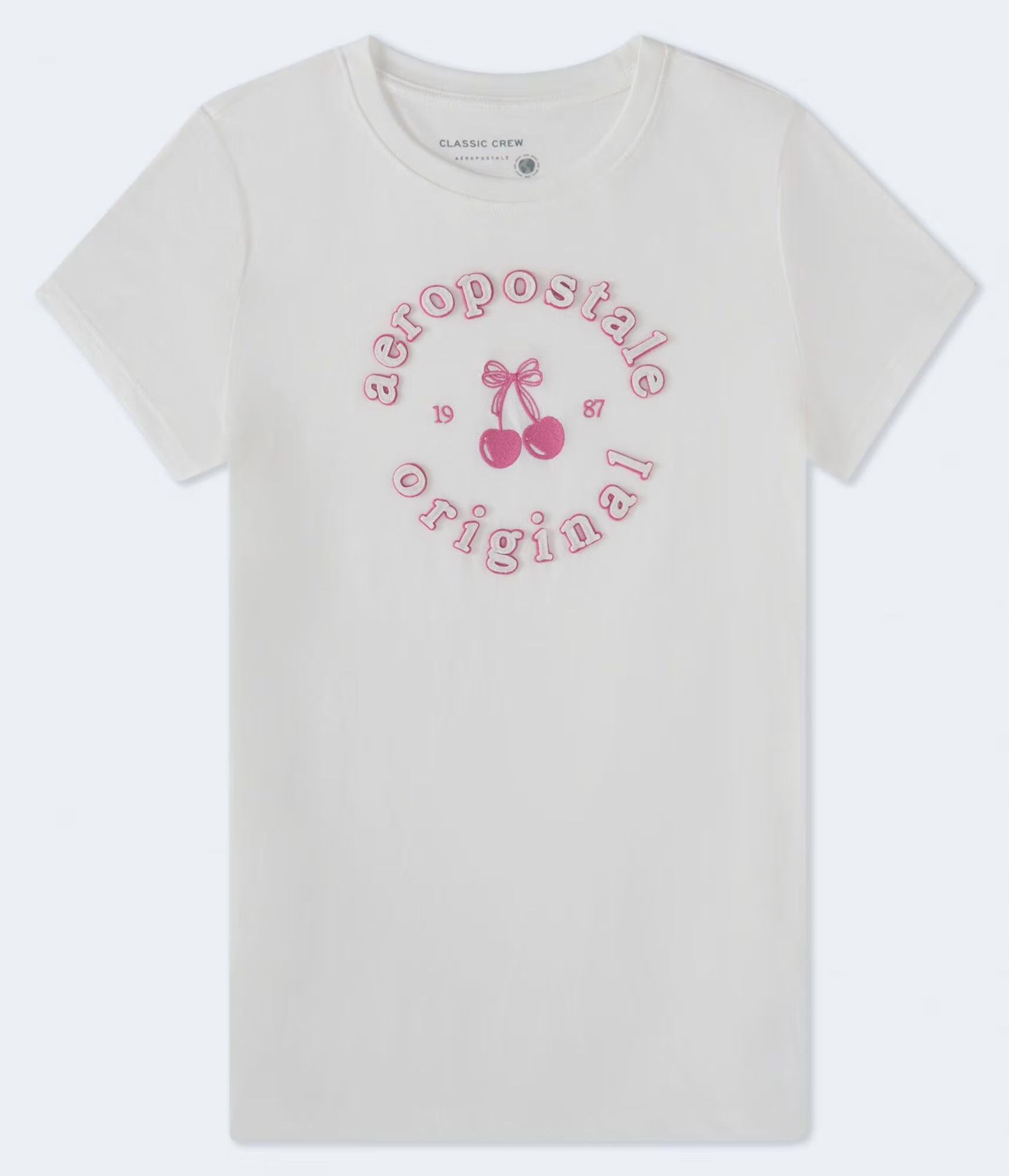 Aeropostale Circle Cherry Appliqué Graphic Tee cream