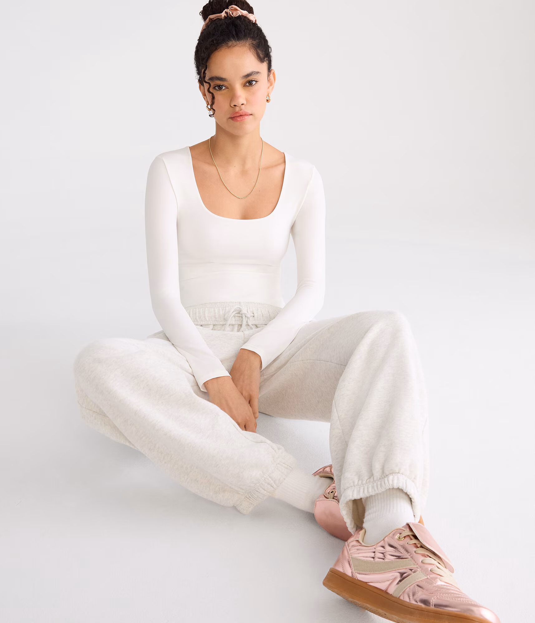 Long Sleeve Buttery Soft Square-Neck Bodysuit cream
