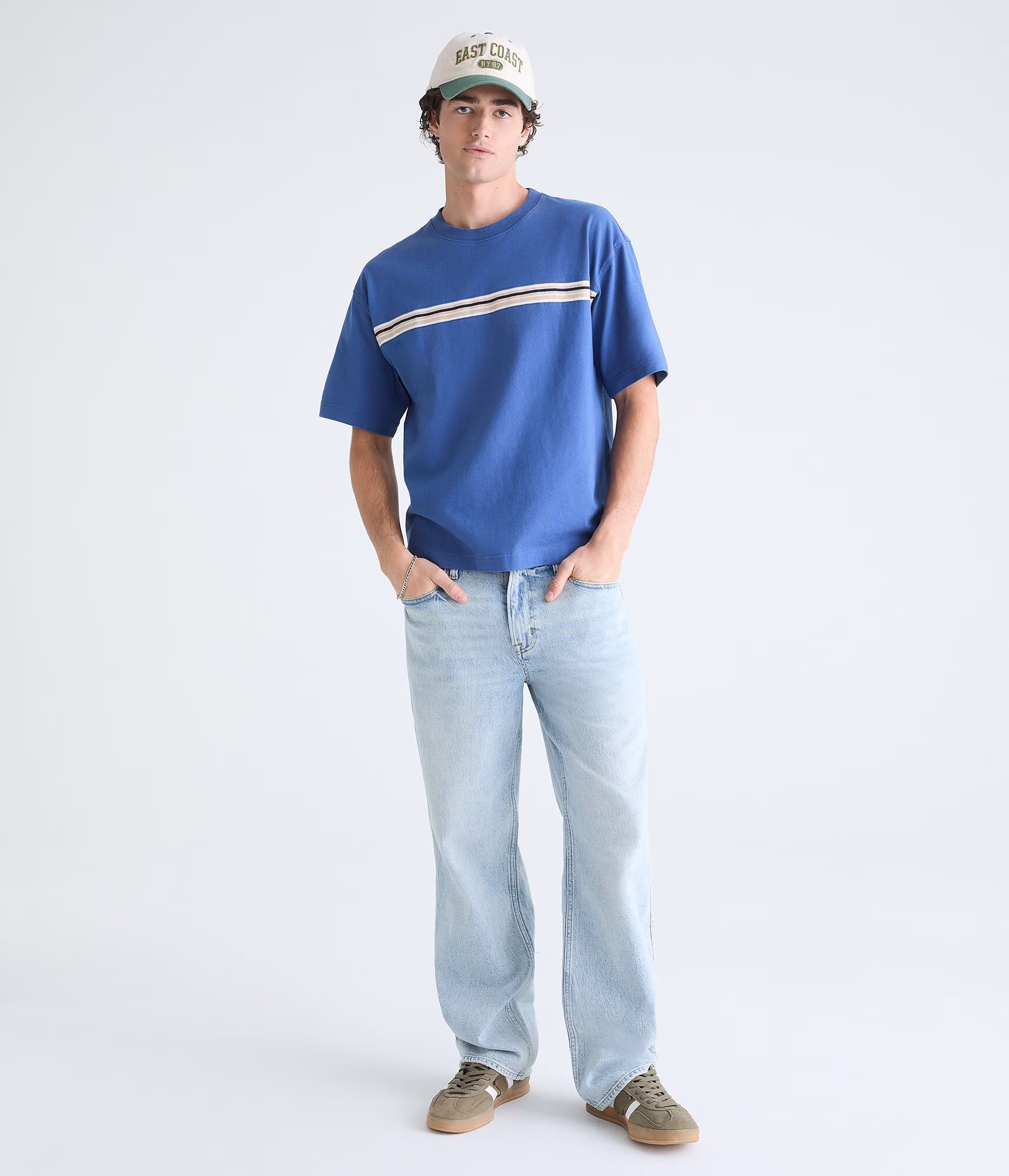Chest Stripe Heavyweight Crew Tee indigo ink