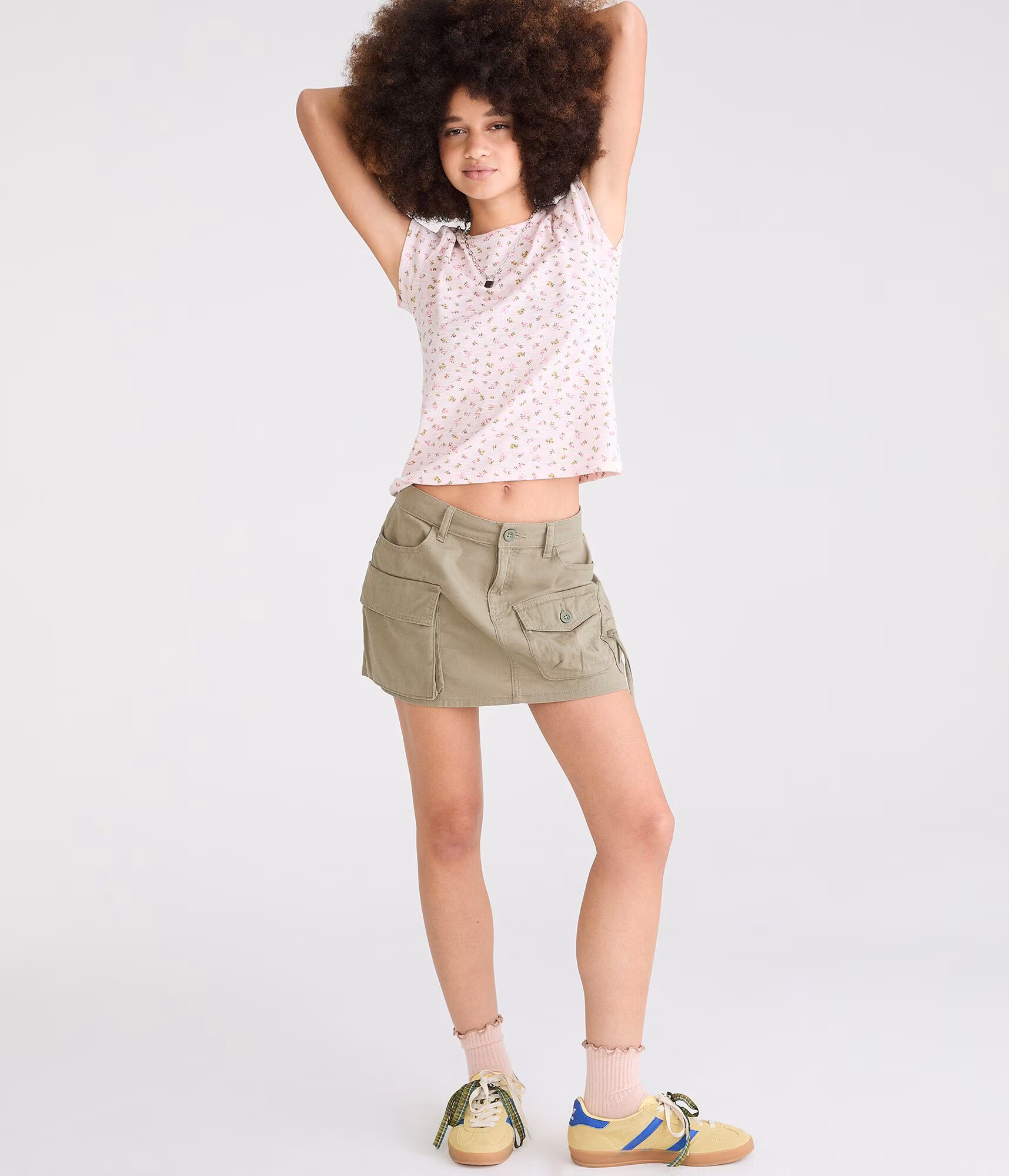 Seriously Soft Floral Print Slub Jersey Crew Tee naturally pink