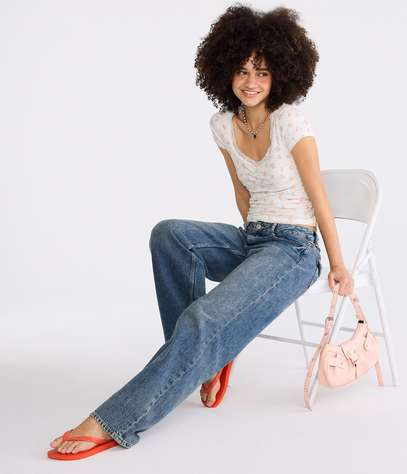 Seriously Soft Floral Lace-Trim Scoop-Neck Tee cream