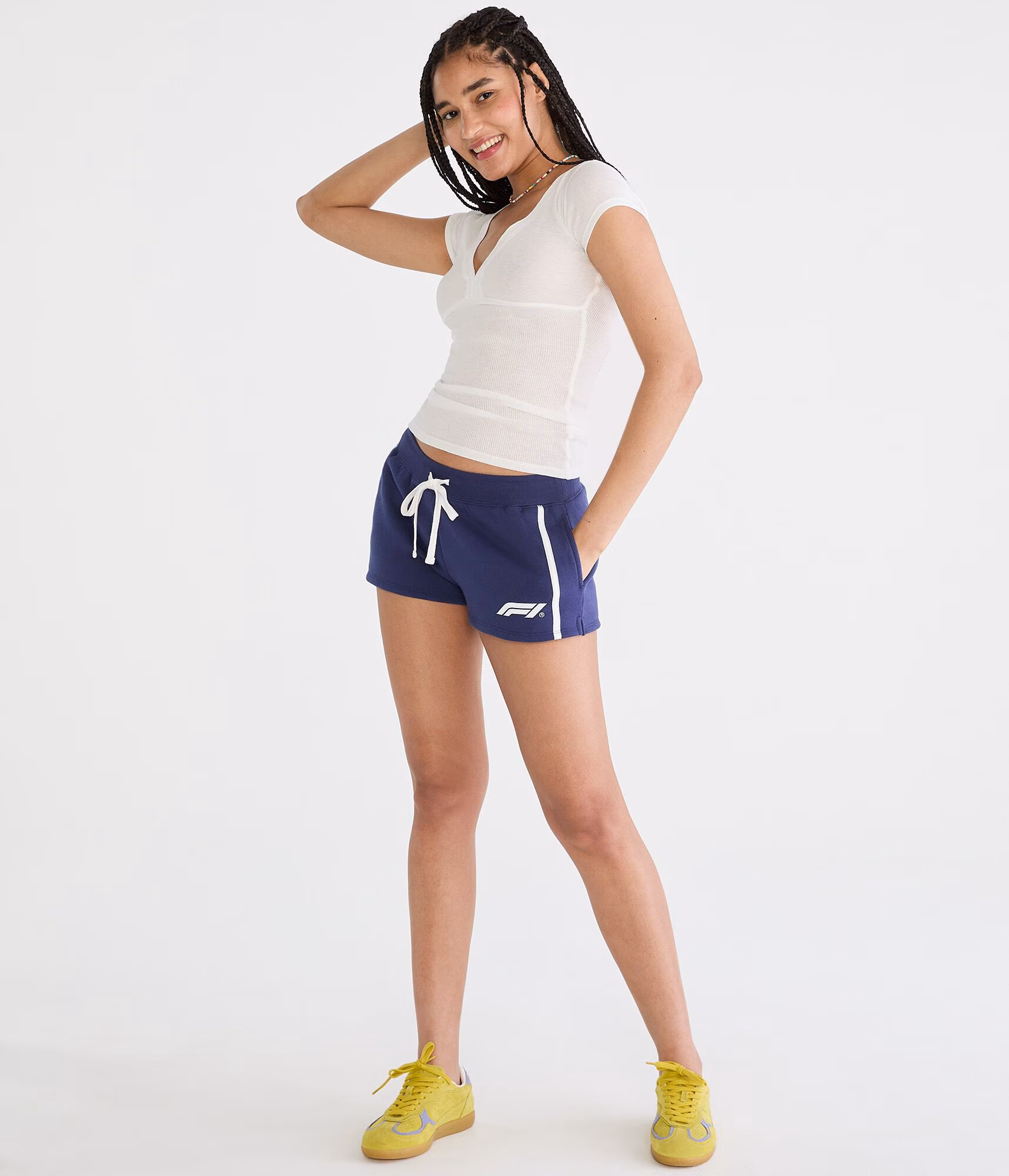 Ribbed V-Neck Tee white