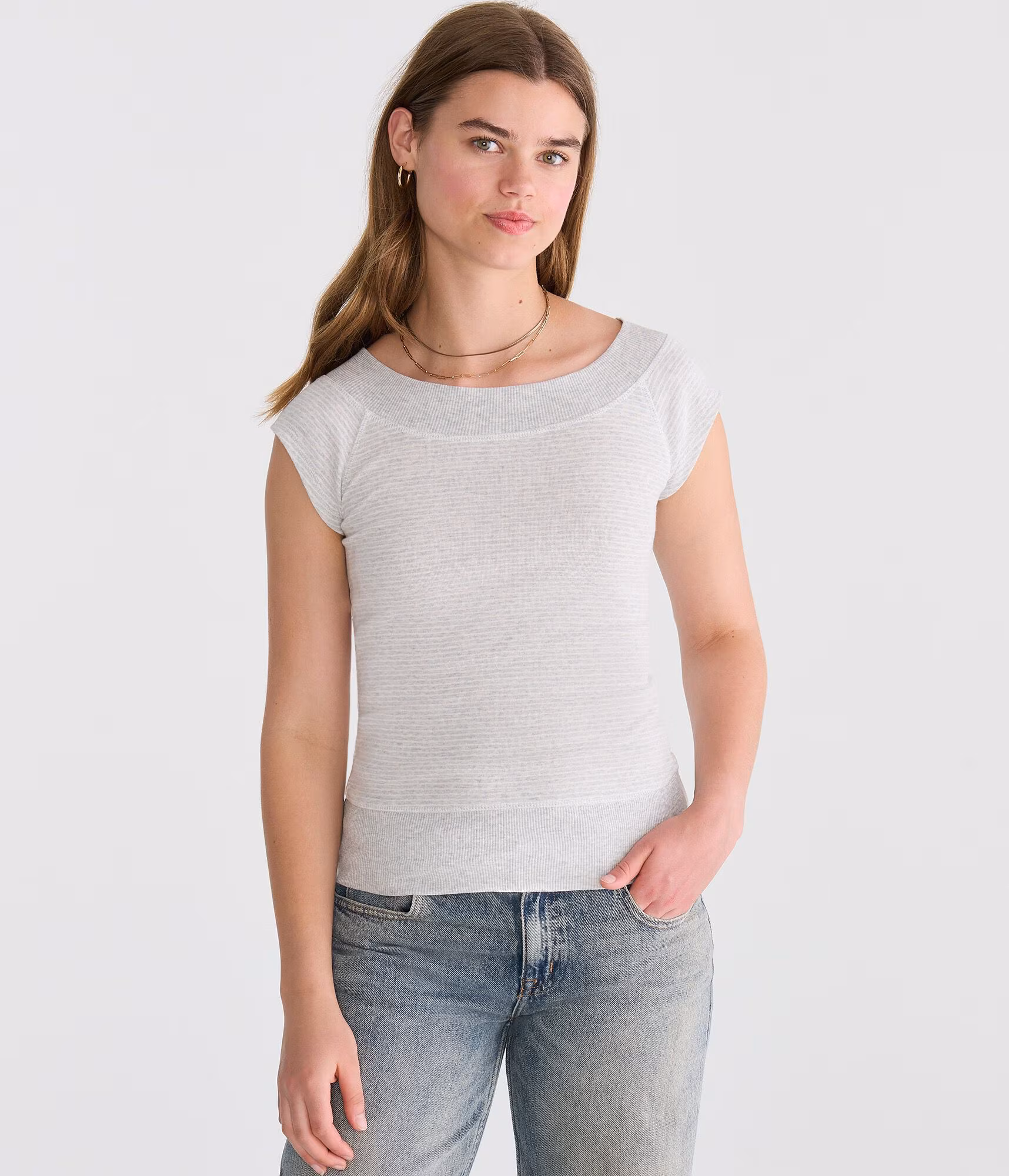 Seriously Soft Wide-Neck Raglan Tee light heather grey