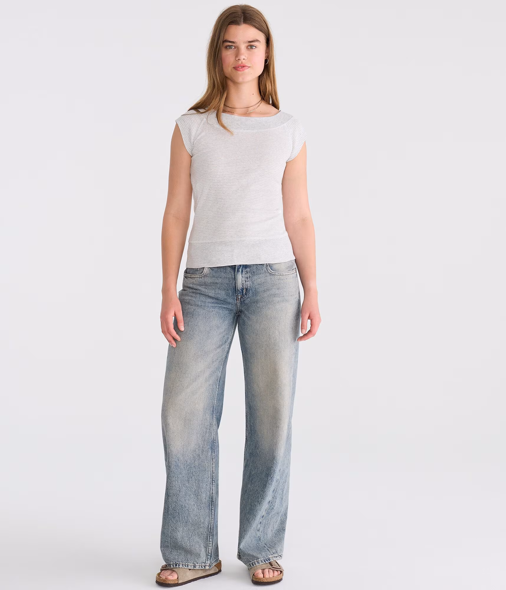 Seriously Soft Wide-Neck Raglan Tee light heather grey