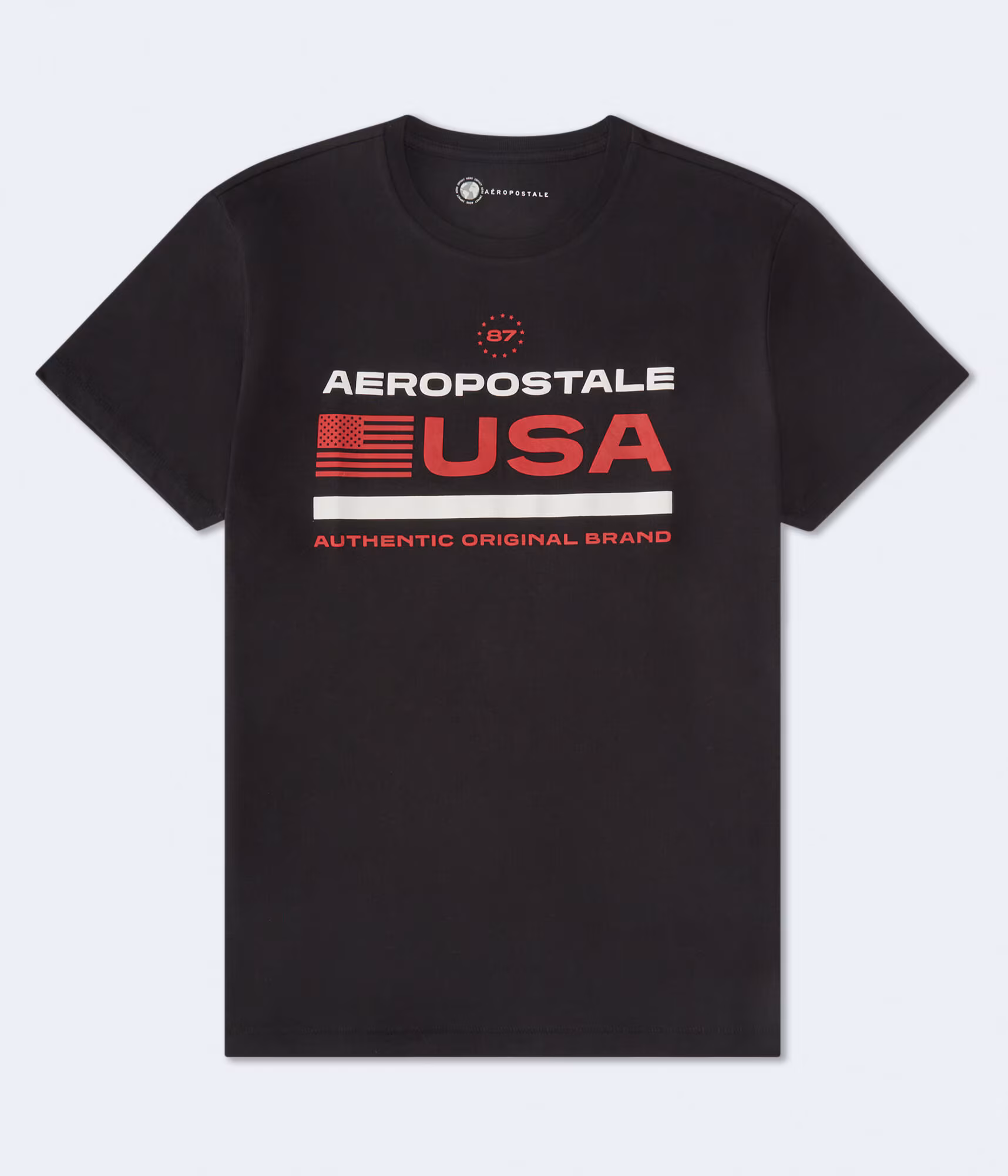 Aeropostale USA Flag Graphic Tee black fox