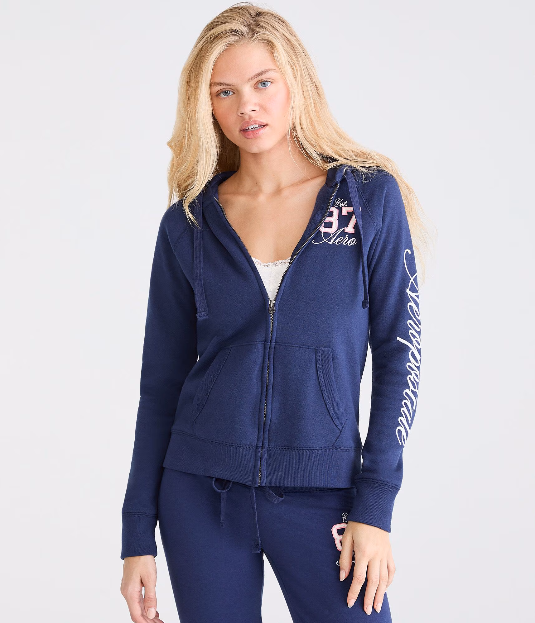 Aero 87 Logo Full-Zip Hoodie naval blue
