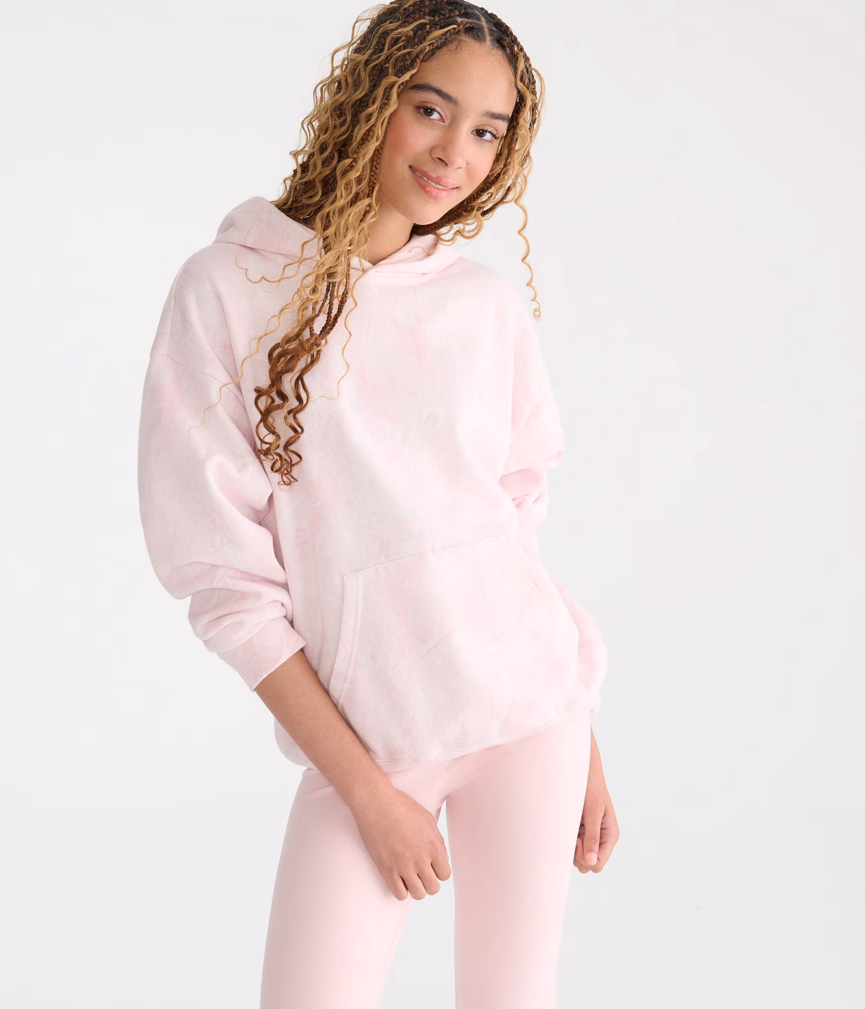 Cloud Soft Forest Camo Oversized Pullover Hoodie peach whip